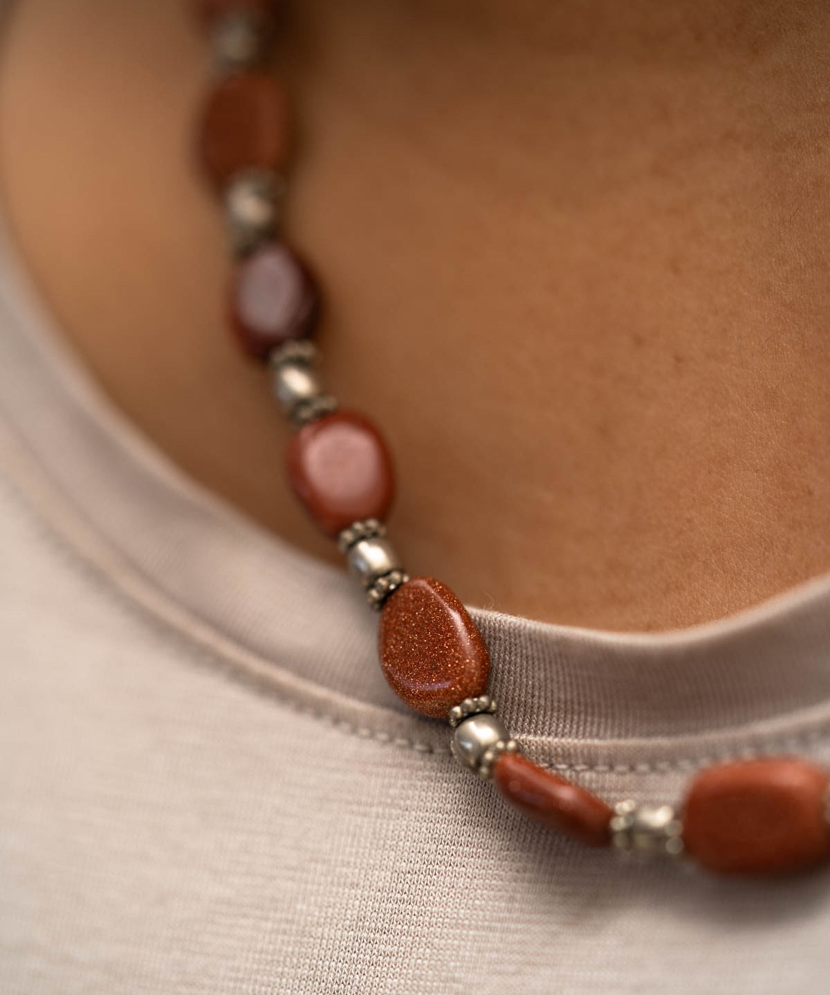Goldstone Beaded Necklace