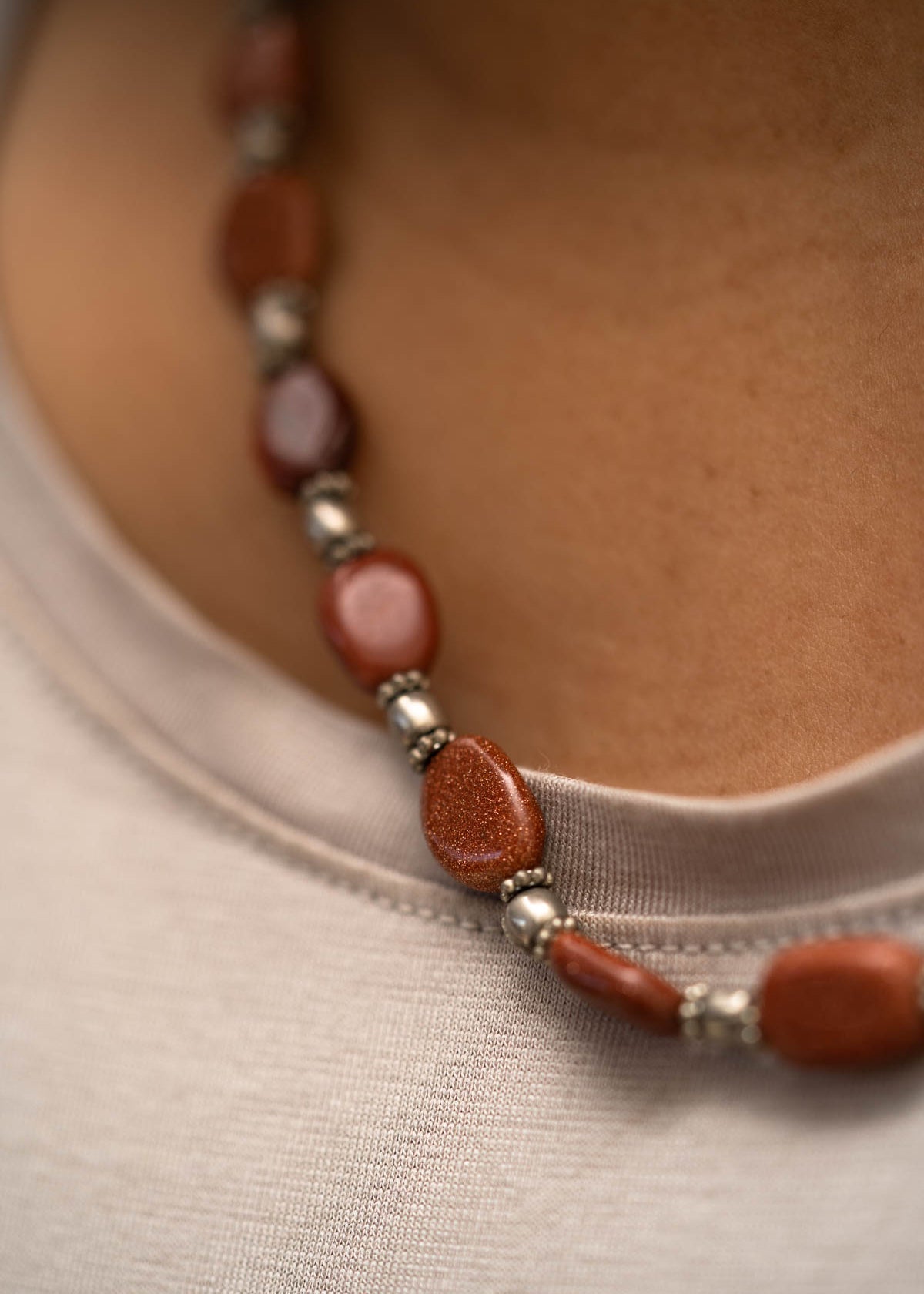 Goldstone Beaded Necklace