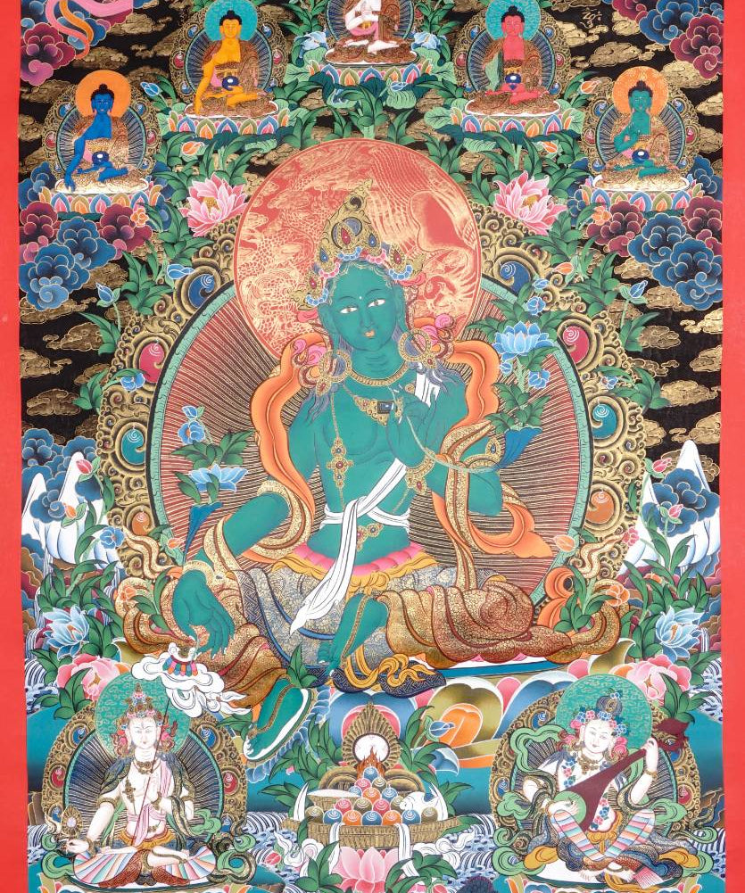 Green Tara Thangka - Tibetan Painting 