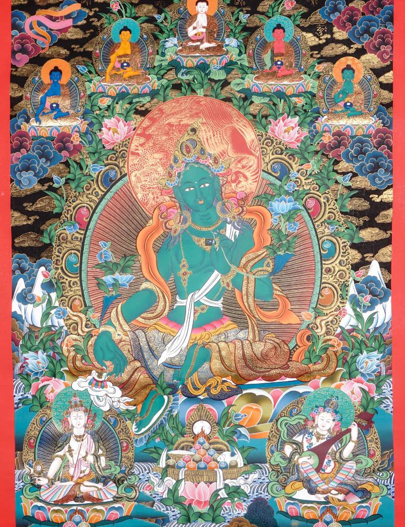 Green Tara Thangka - Tibetan Painting 