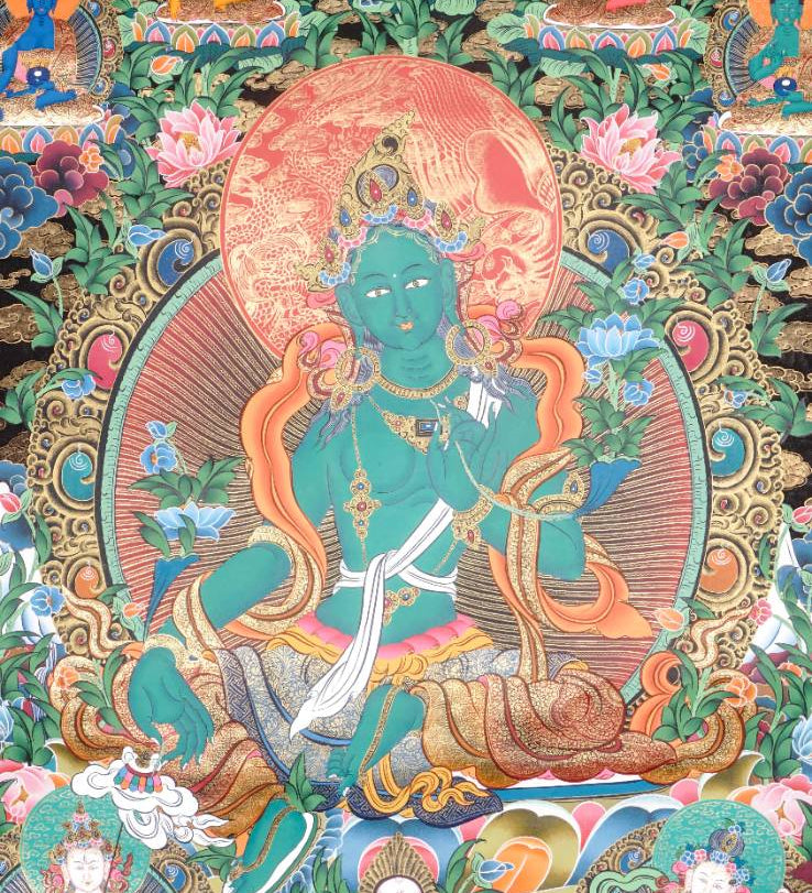 Green Tara Thangka - Tibetan Painting 