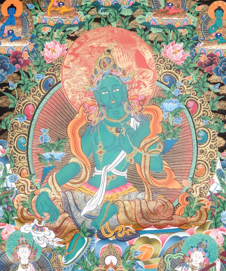 Green Tara Thangka - Tibetan Painting 