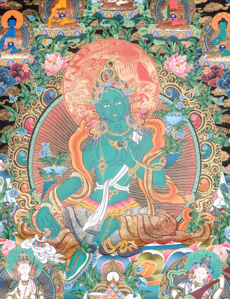 Green Tara Thangka - Tibetan Painting 