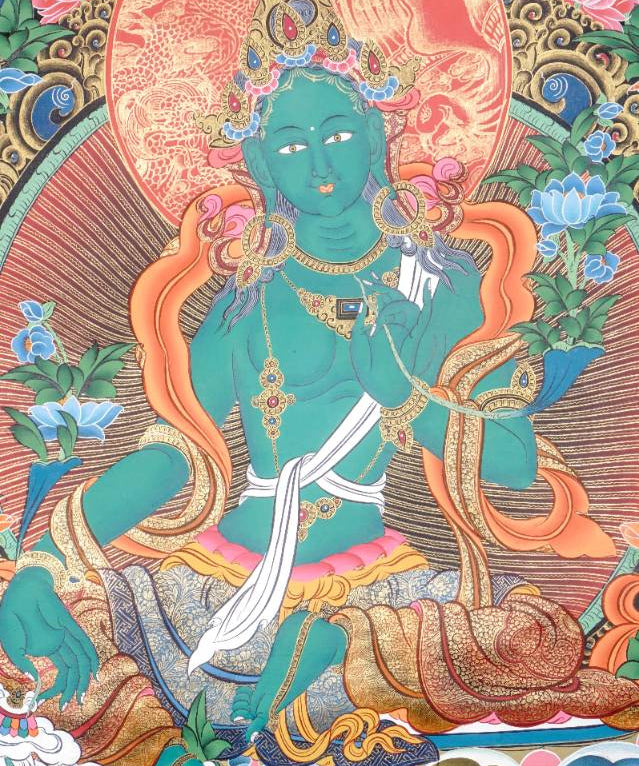 Green Tara Thangka - Tibetan Painting 