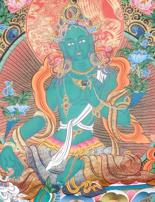 Green Tara Thangka - Tibetan Painting 