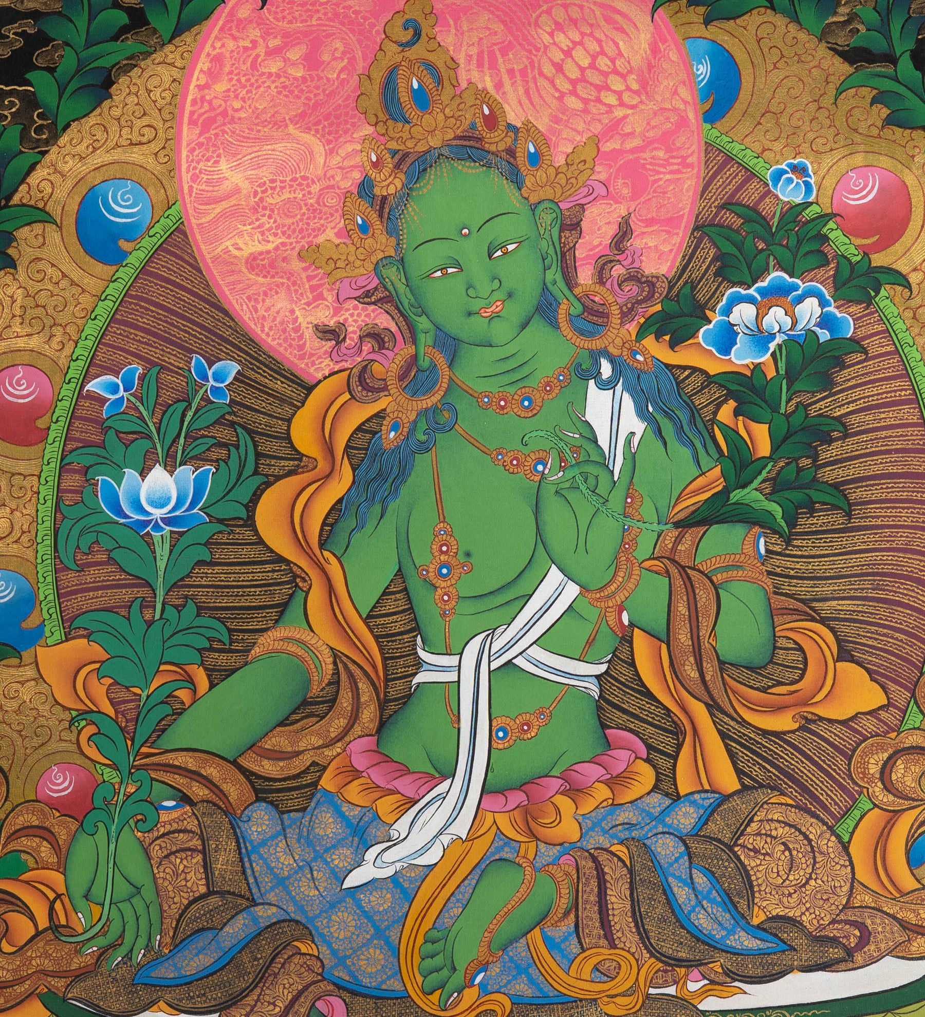 Green Tara Thangka Painting