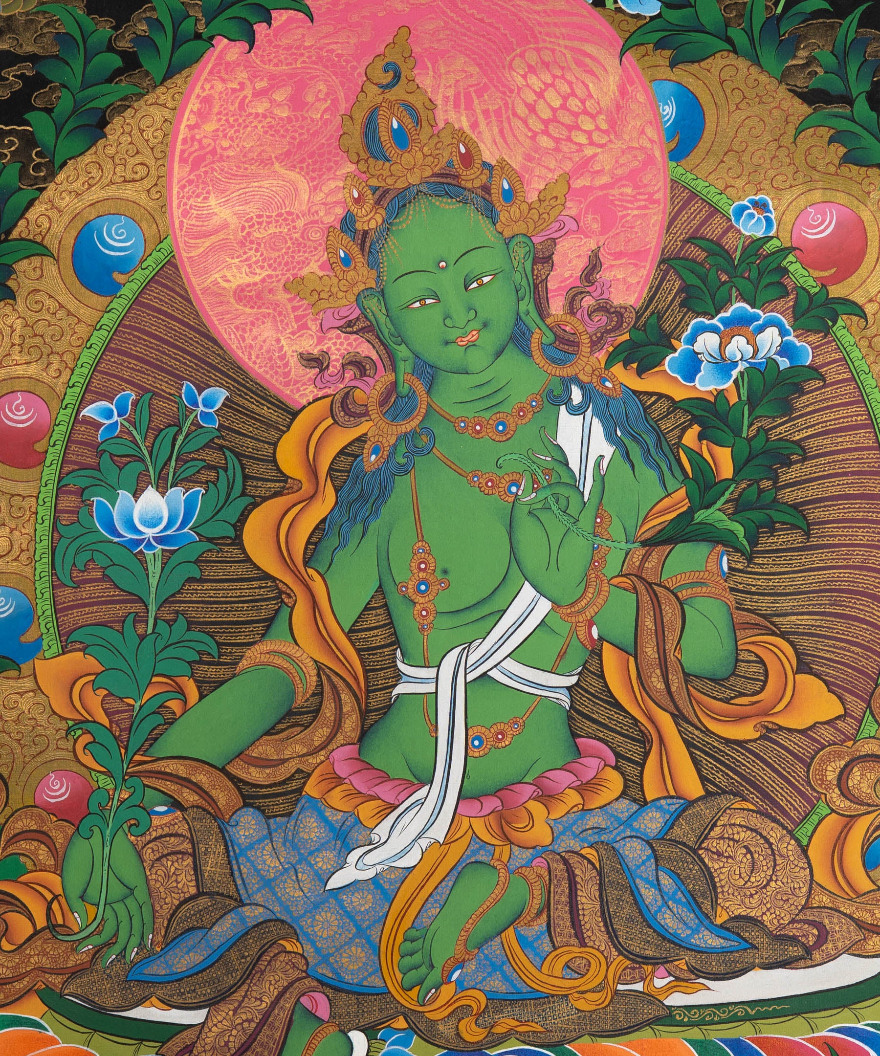 Green Tara Thangka Painting
