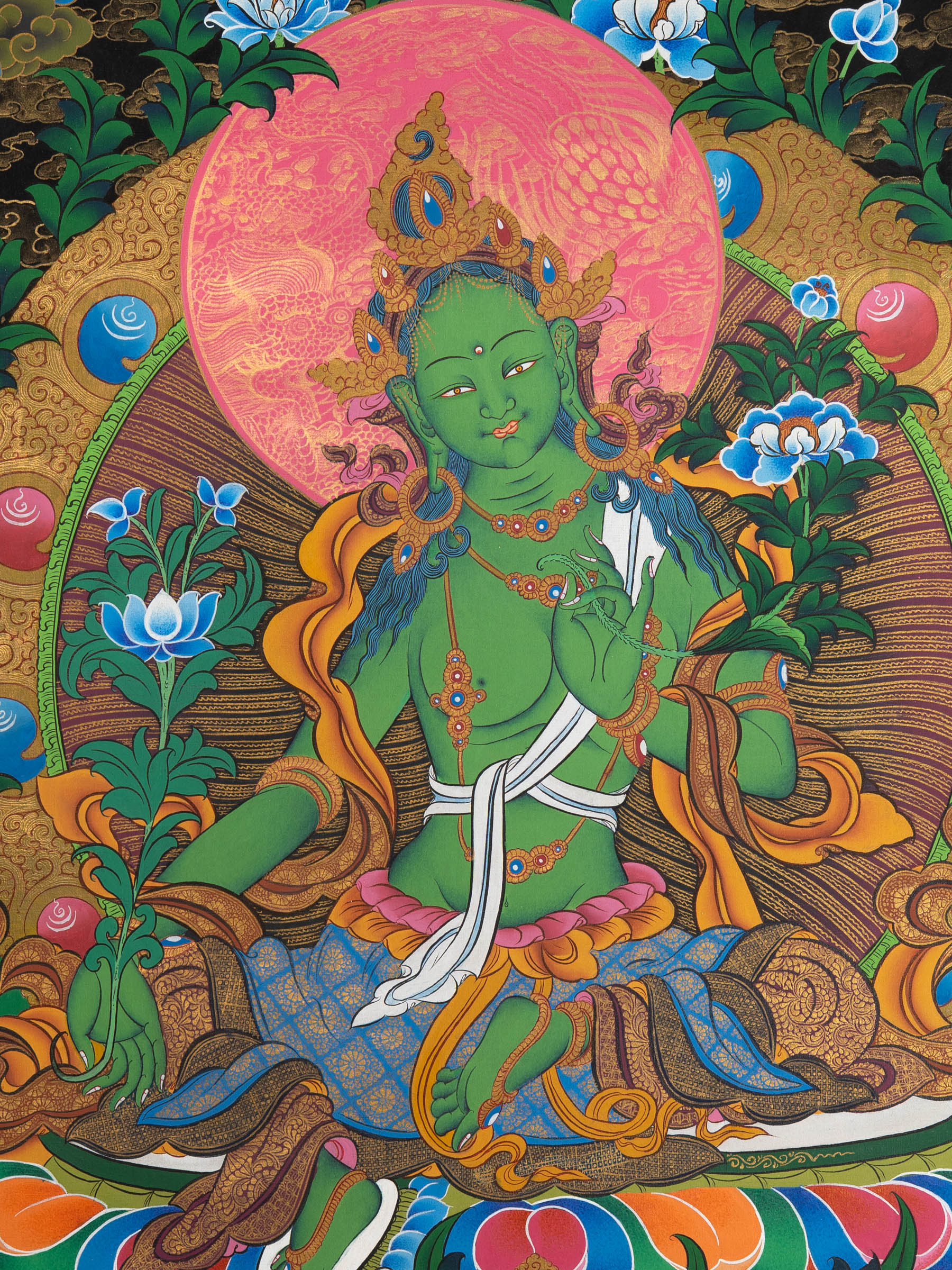 Green Tara Thangka Painting