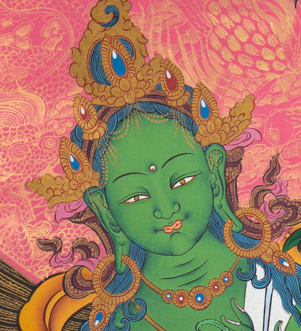 Green Tara Thangka Painting