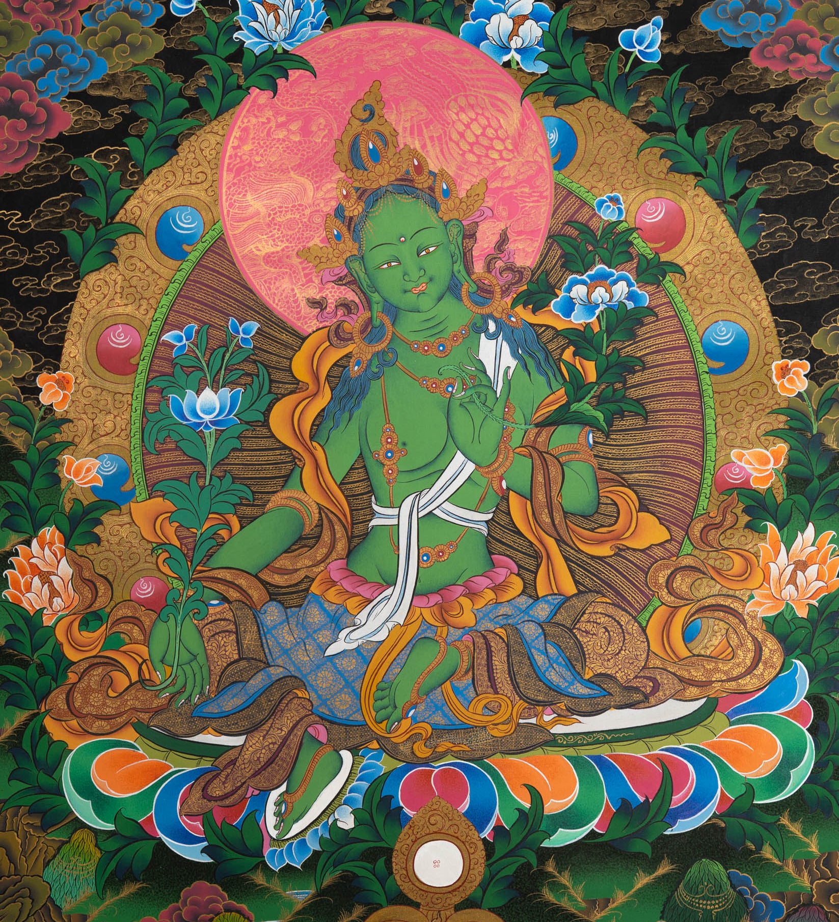 Green Tara Thangka Painting