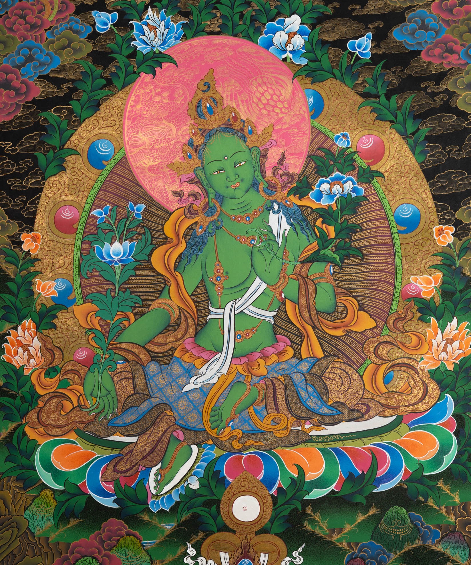 Green Tara Thangka Painting