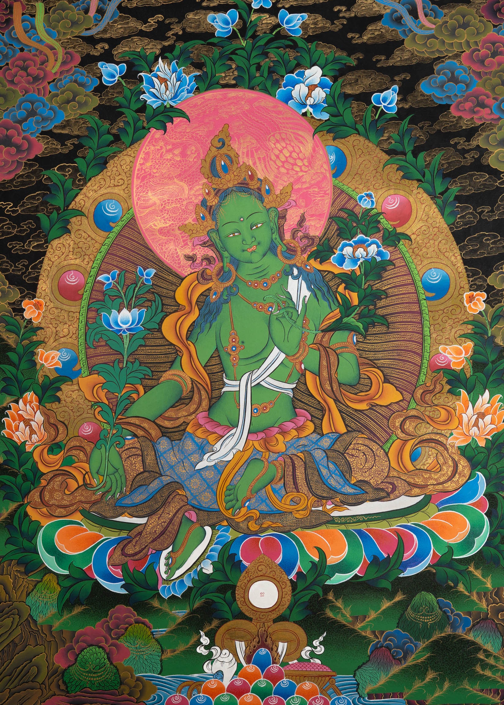 Green Tara Thangka Painting