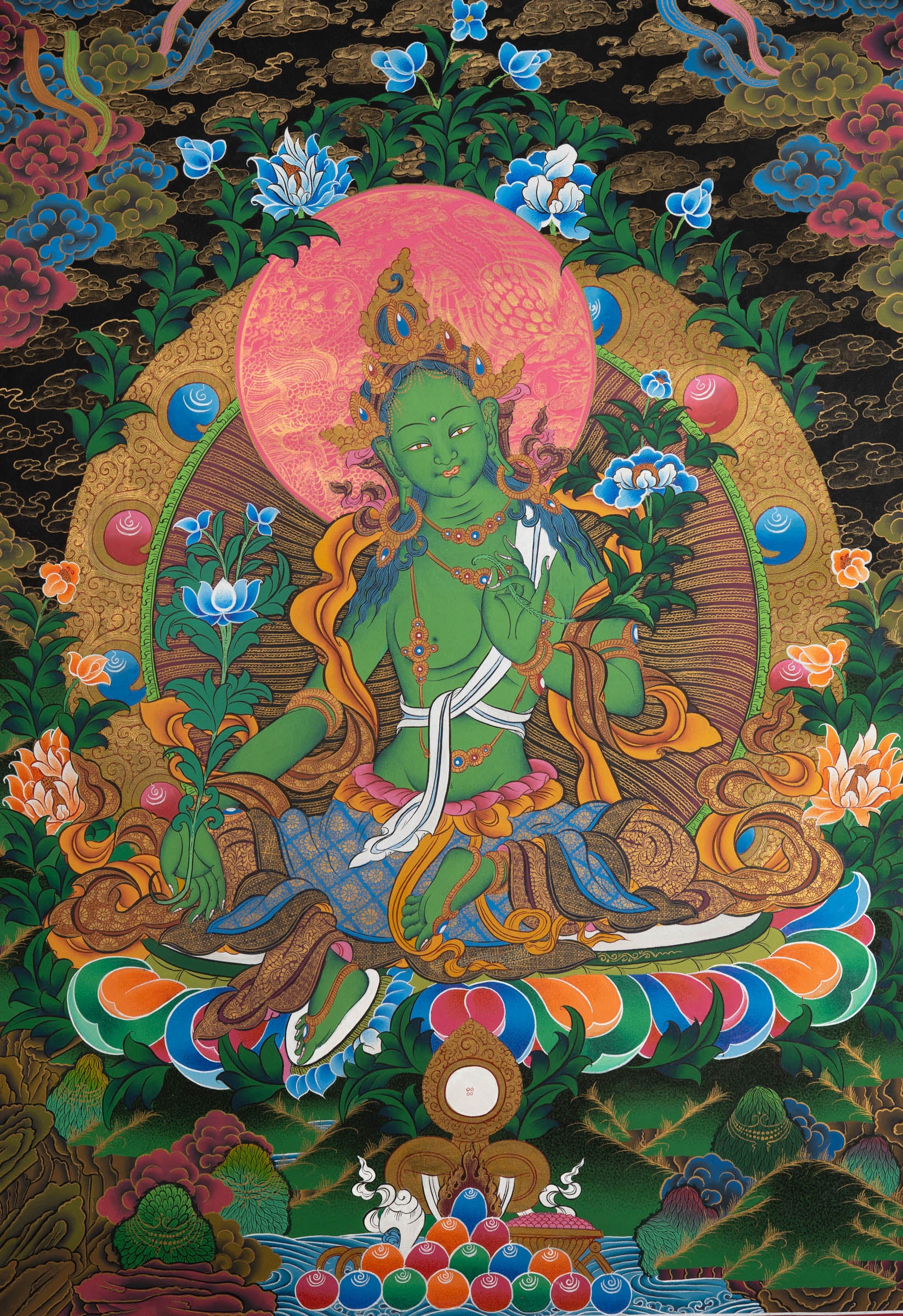 Green Tara Thangka Painting