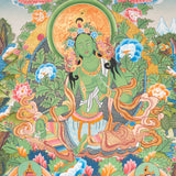Premium Hand Art Green Tara Thangka Painting