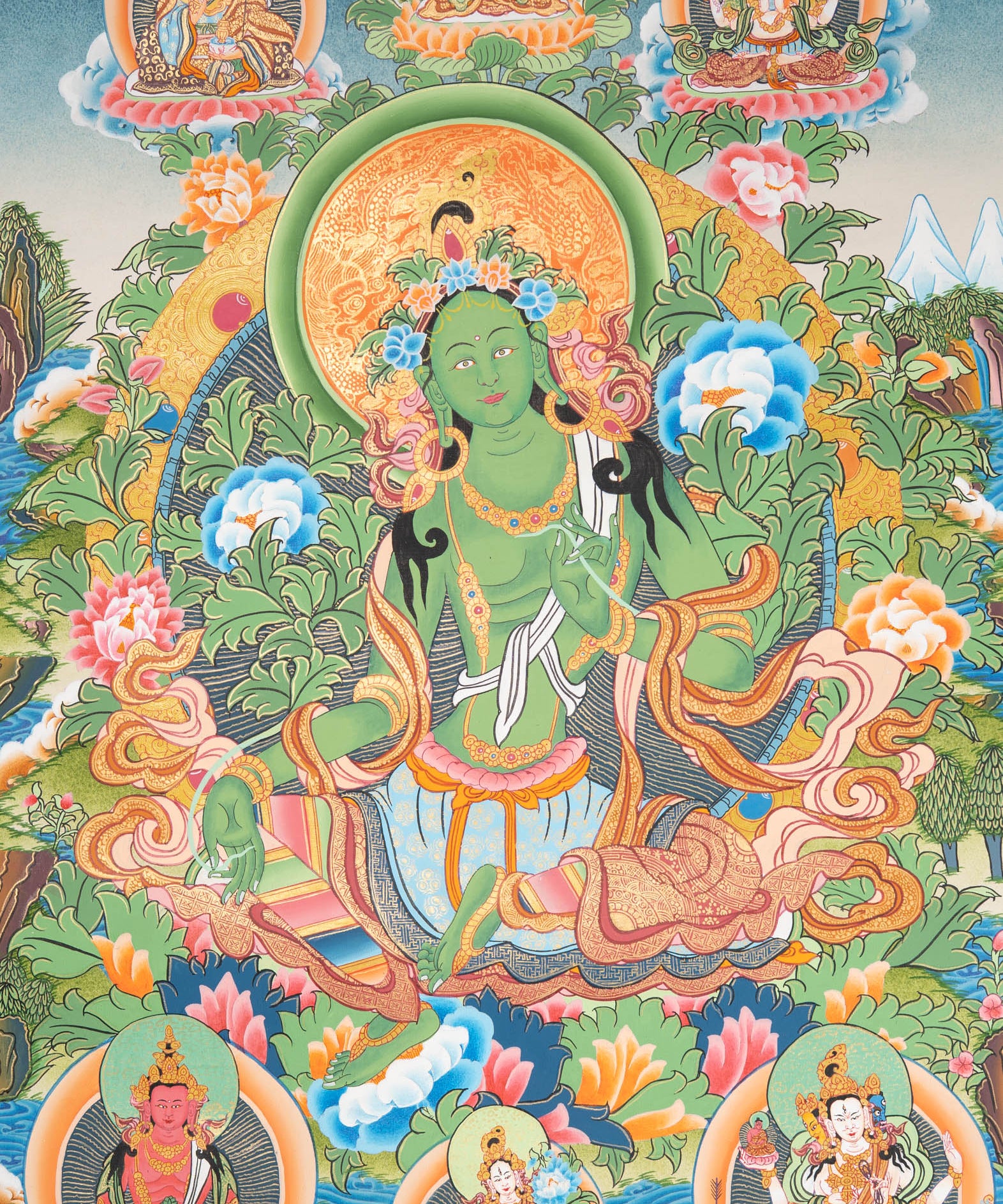 Sacred Green Tara Thangka Painting 