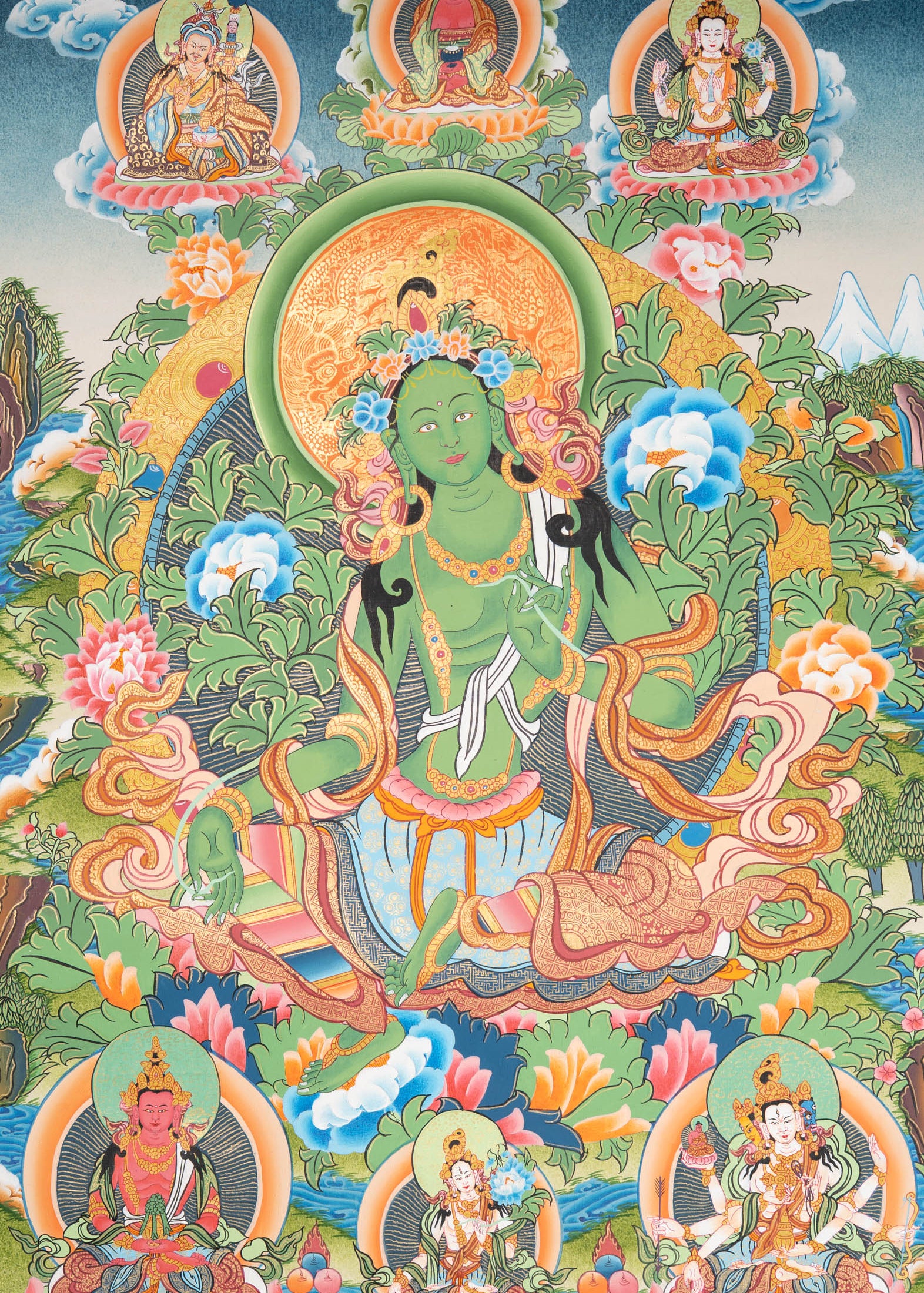 Sacred Green Tara Thangka Painting 