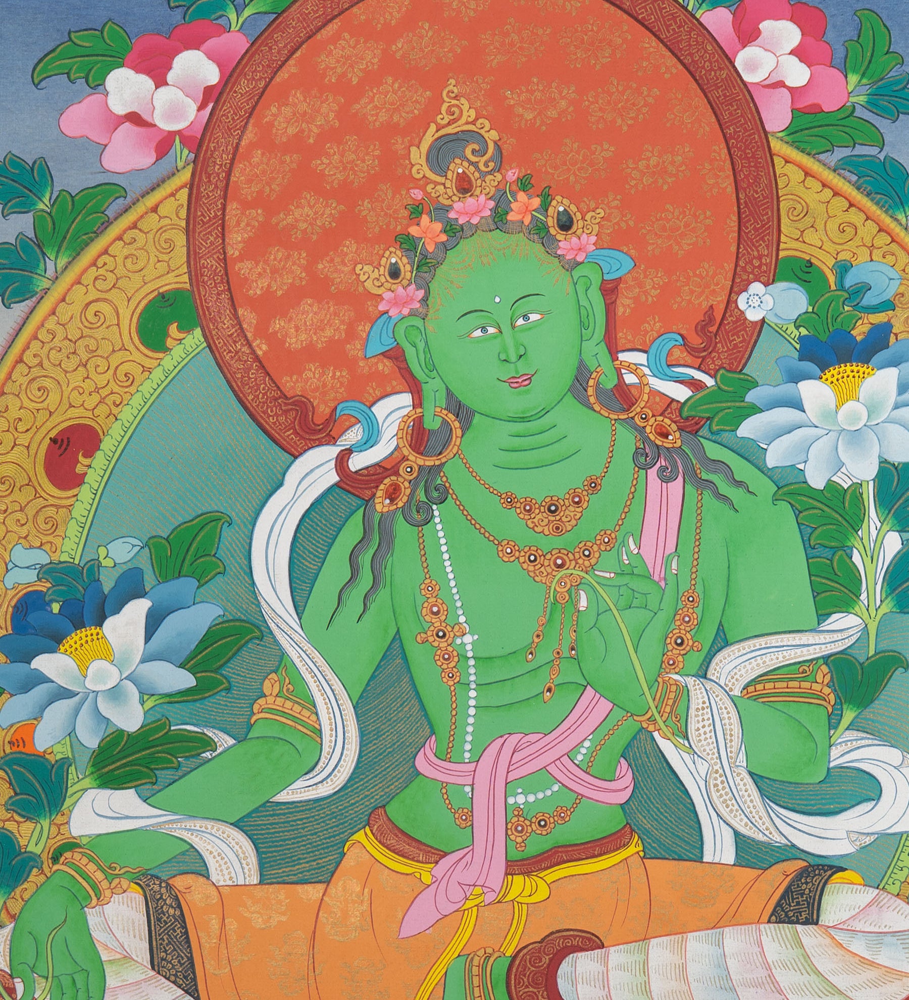 Green Tara Thangka Painting