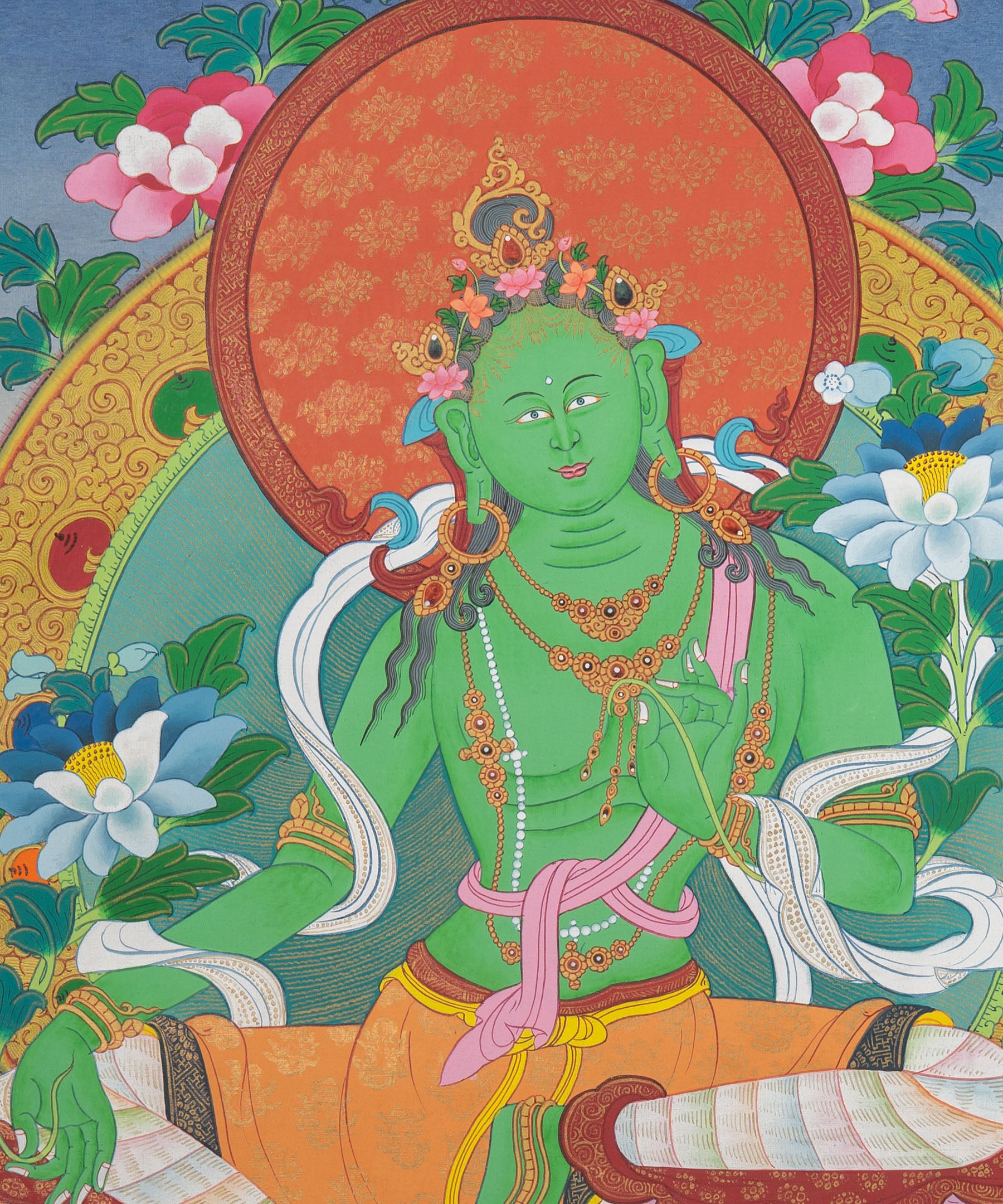 Green Tara Thangka Painting