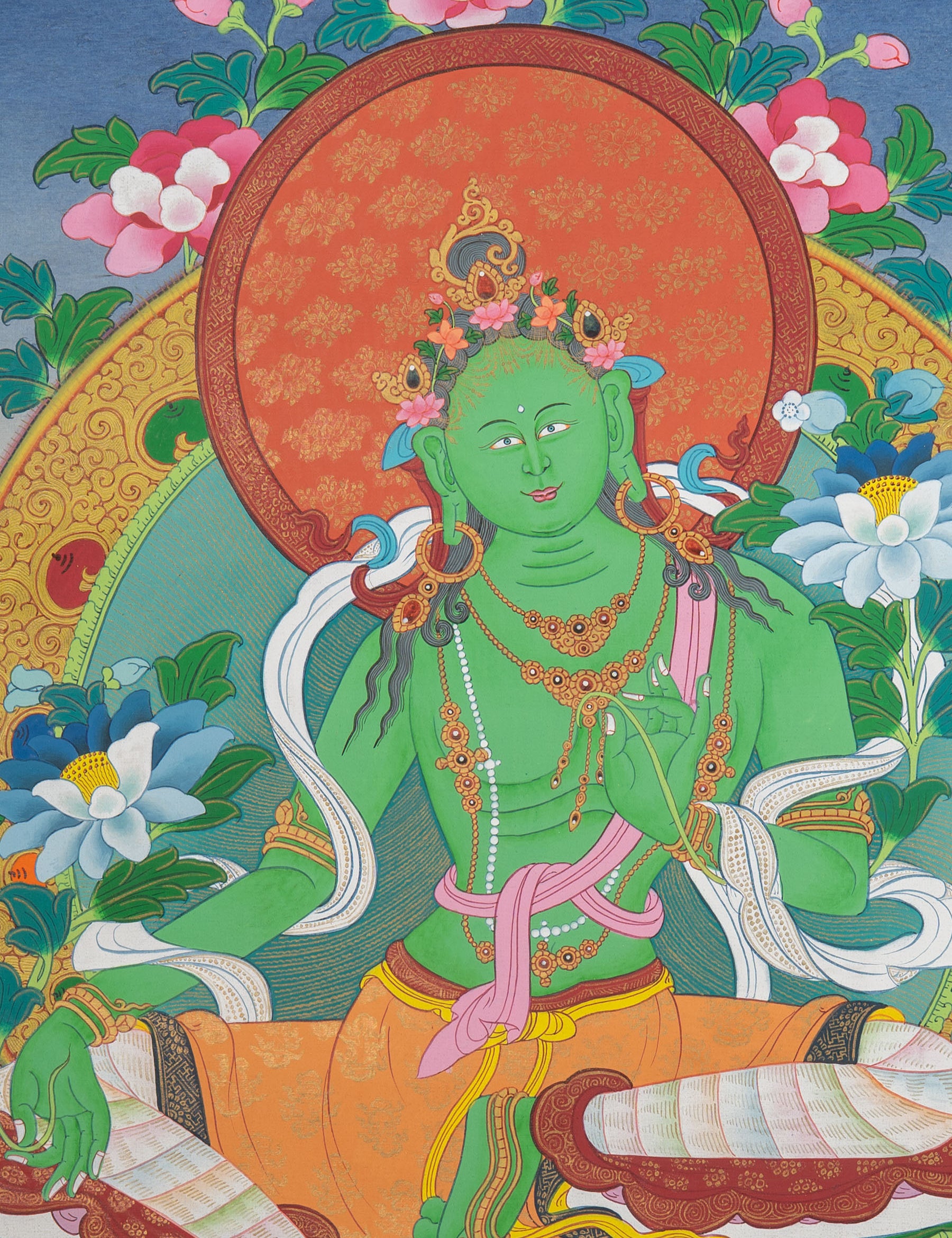 Green Tara Thangka Painting