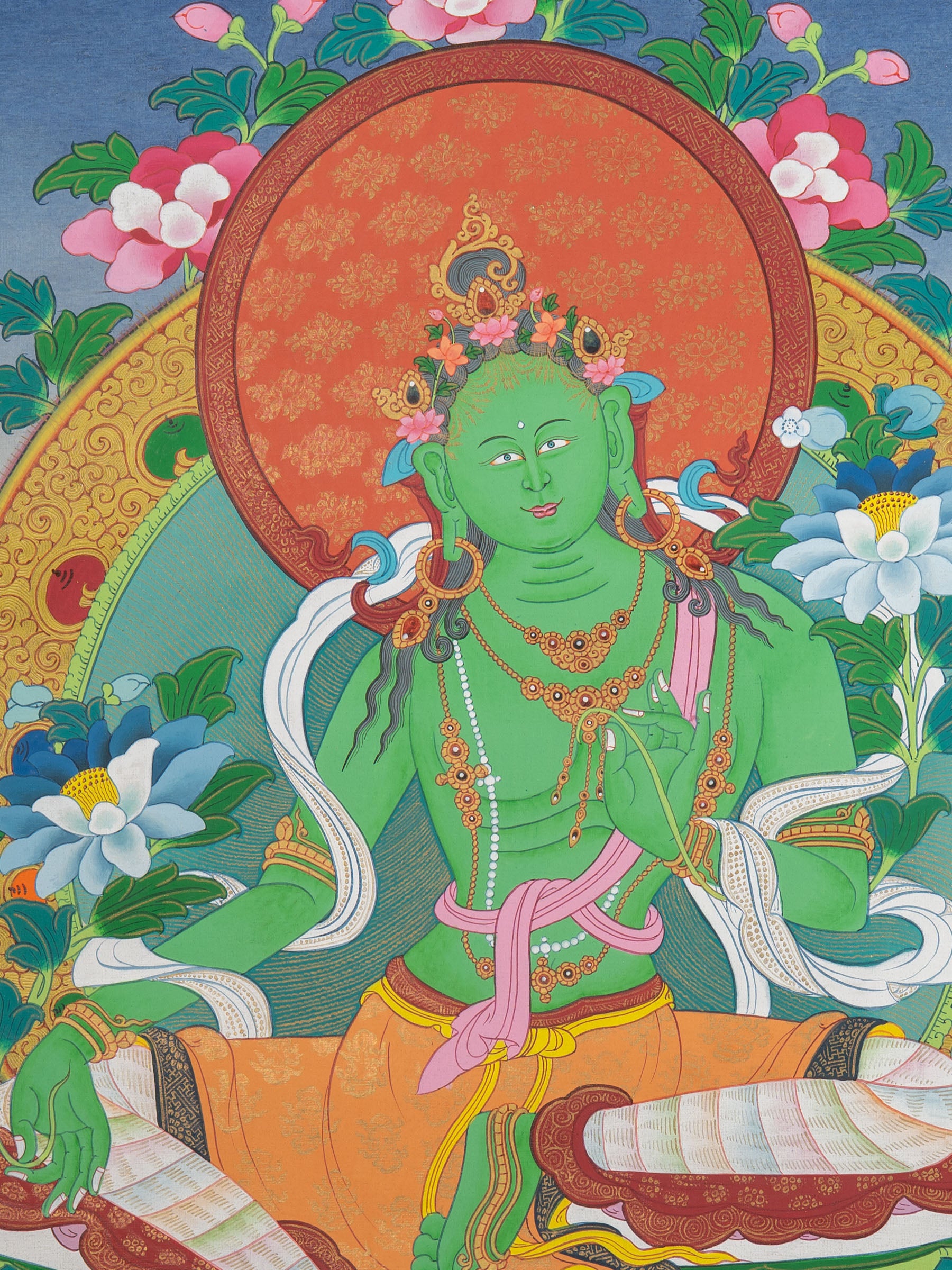 Green Tara Thangka Painting