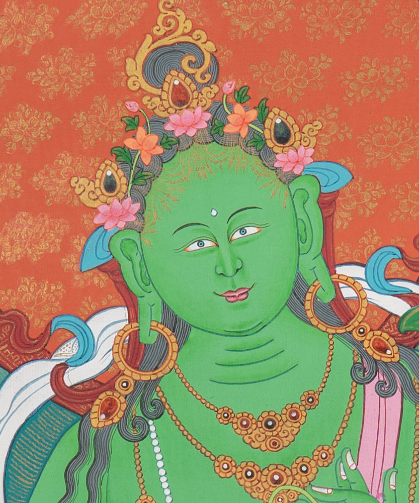 Green Tara Thangka Painting