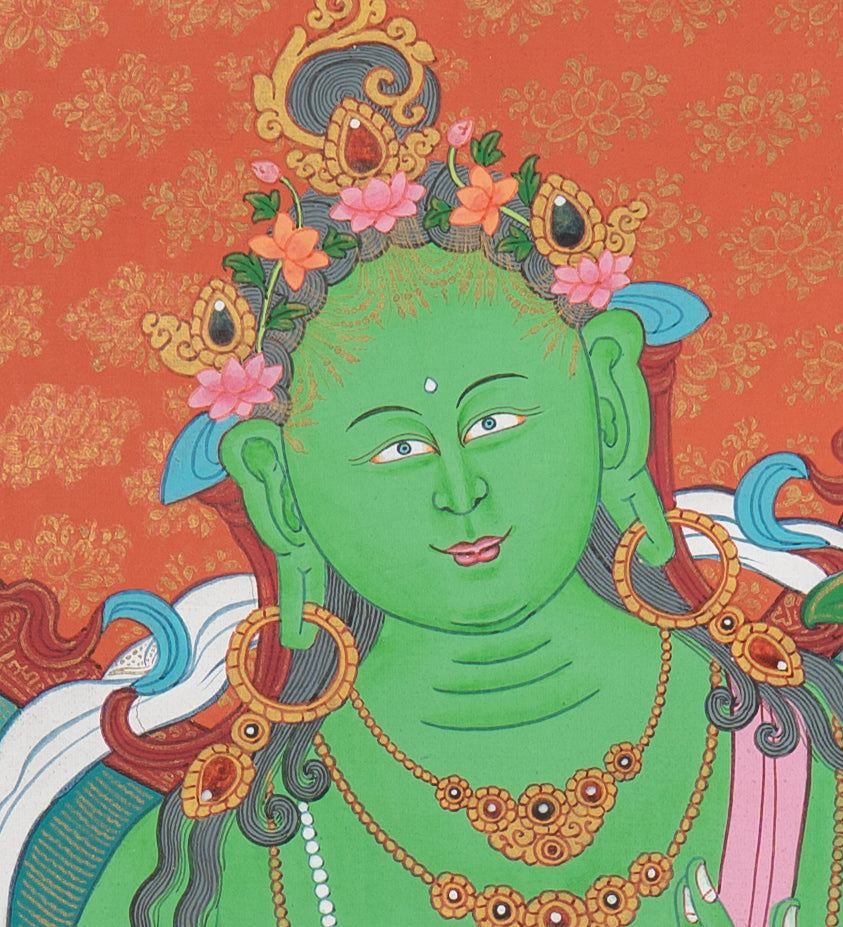 Green Tara Thangka Painting