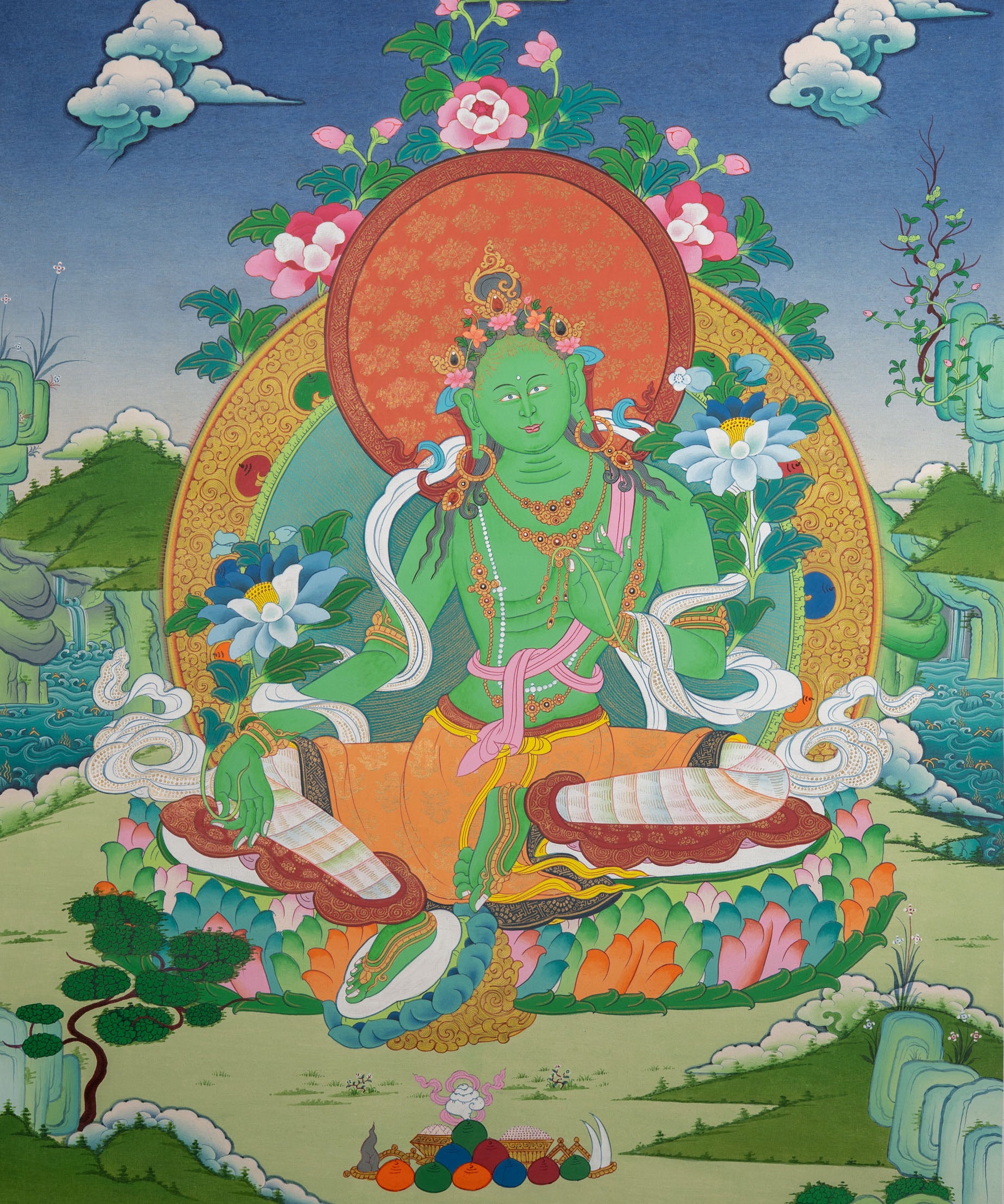 Green Tara Thangka Painting