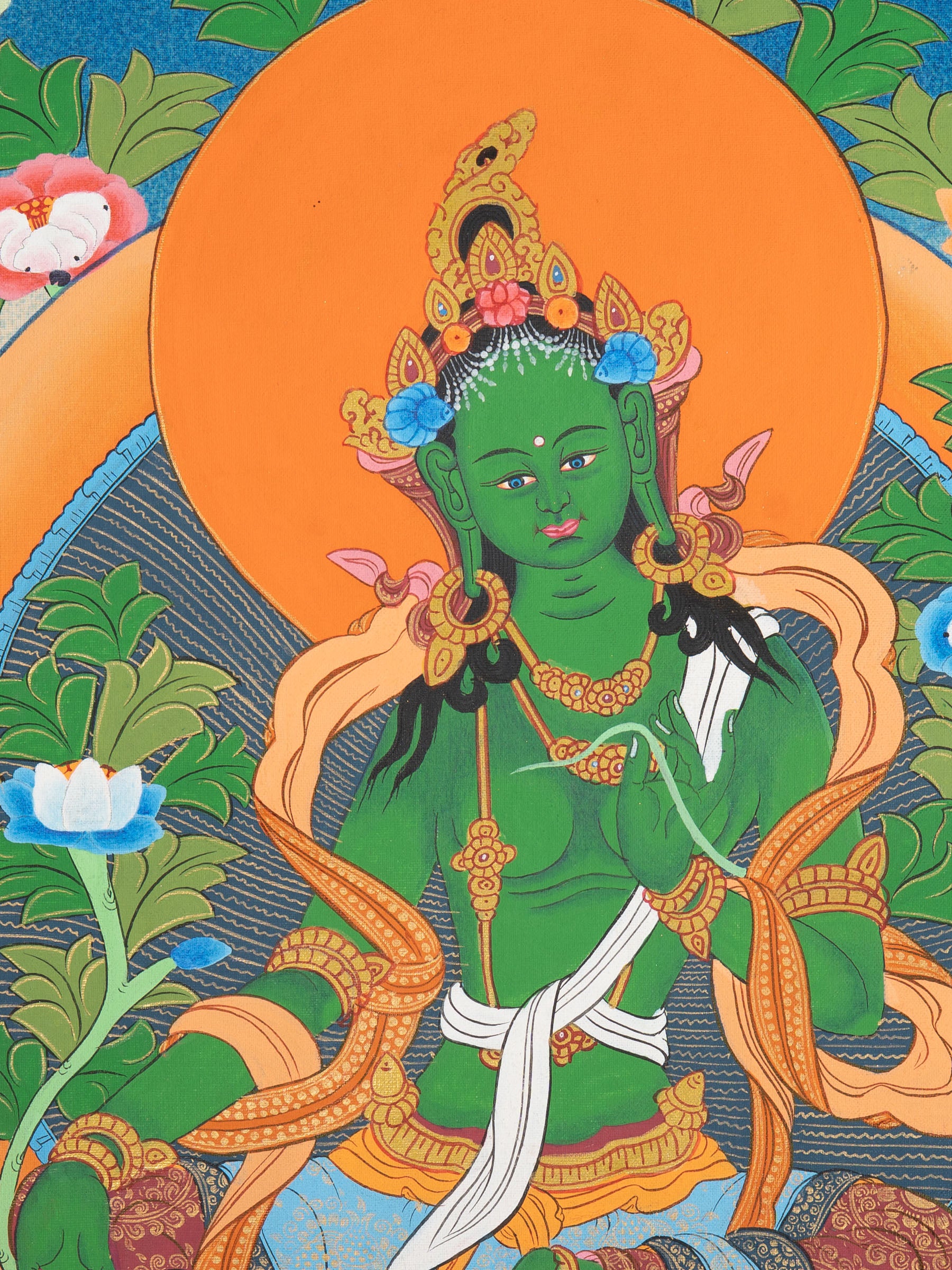 Green Tara Thangka Painting