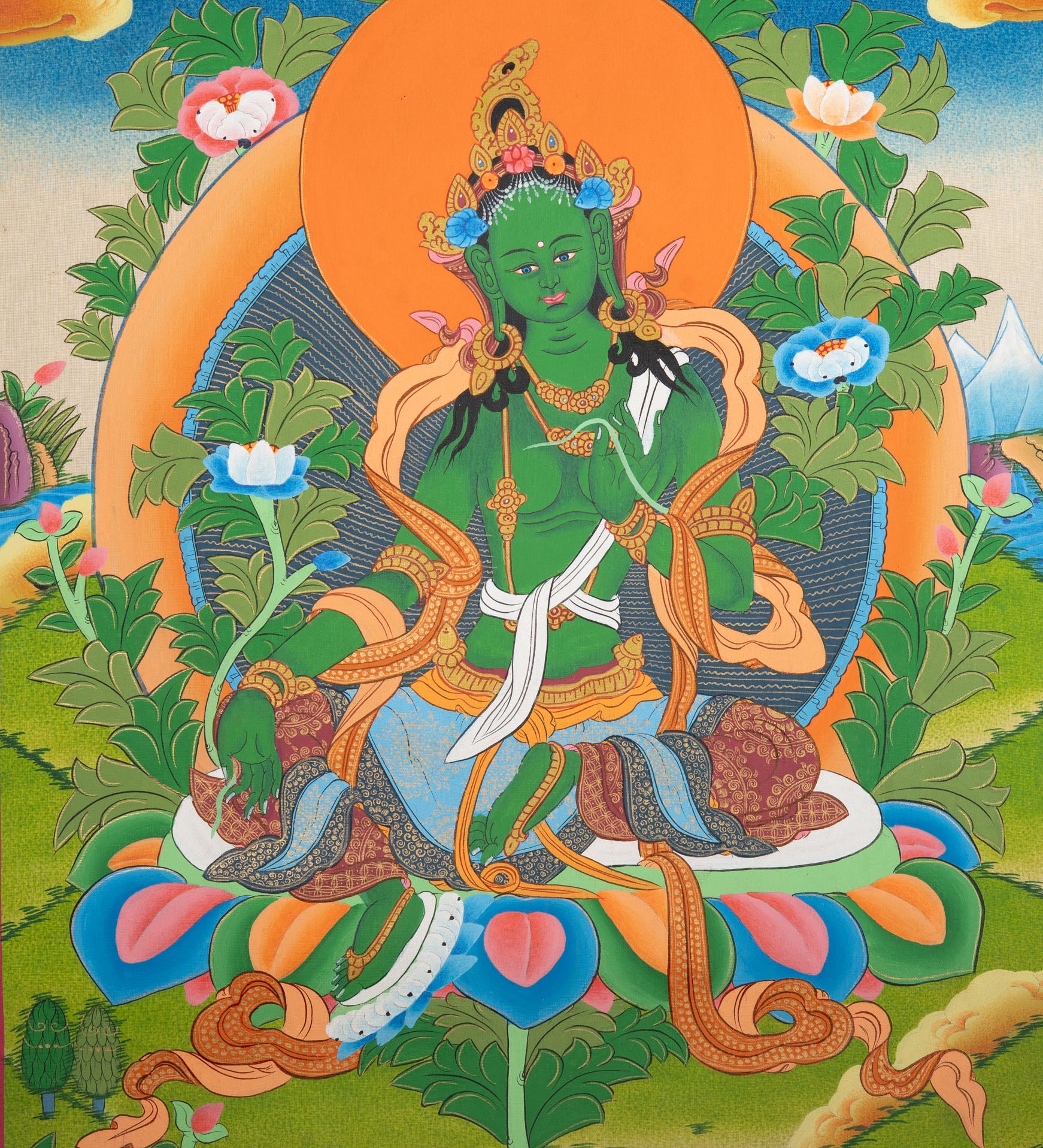 Green Tara Thangka Painting 