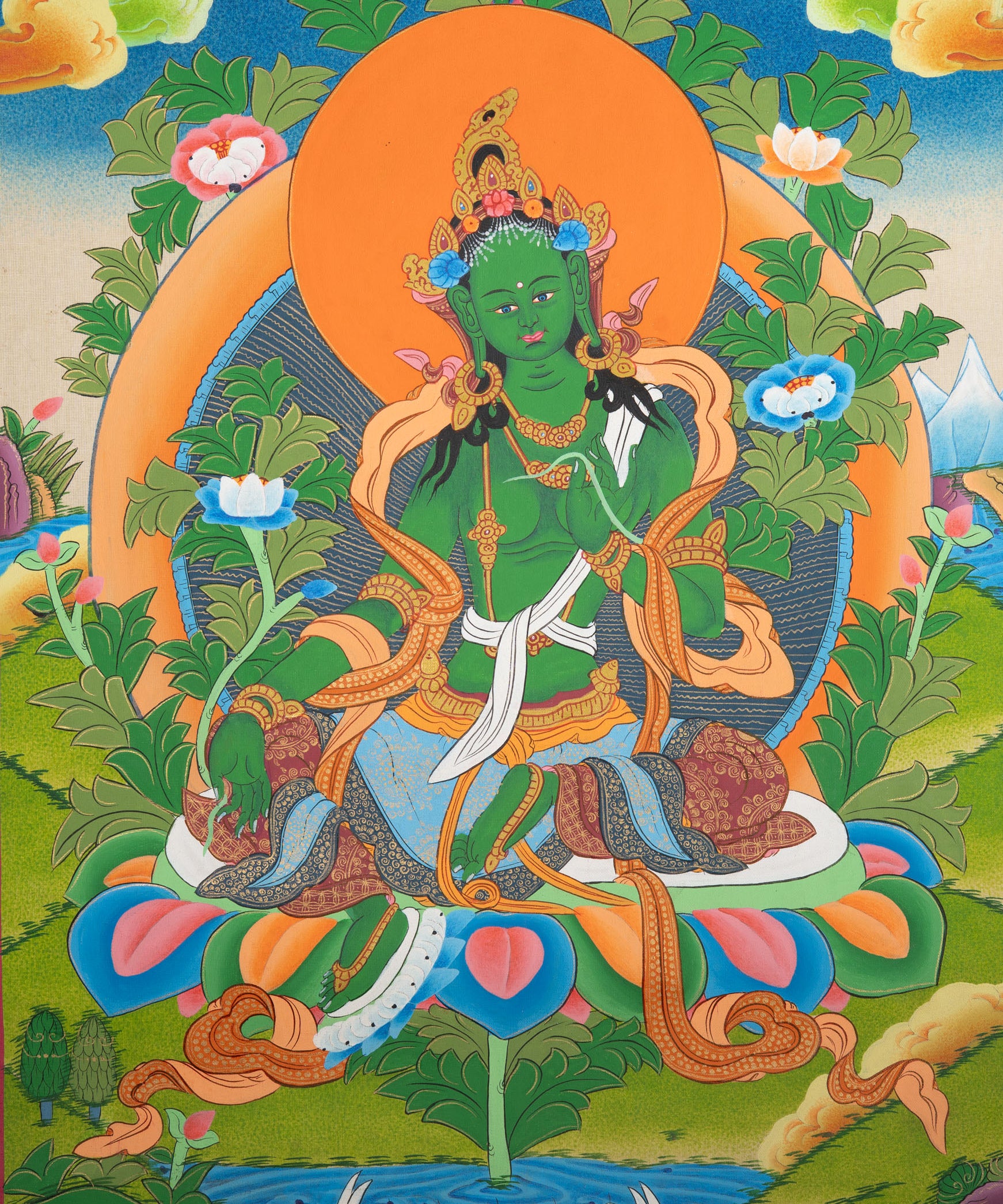 Green Tara Thangka Painting 