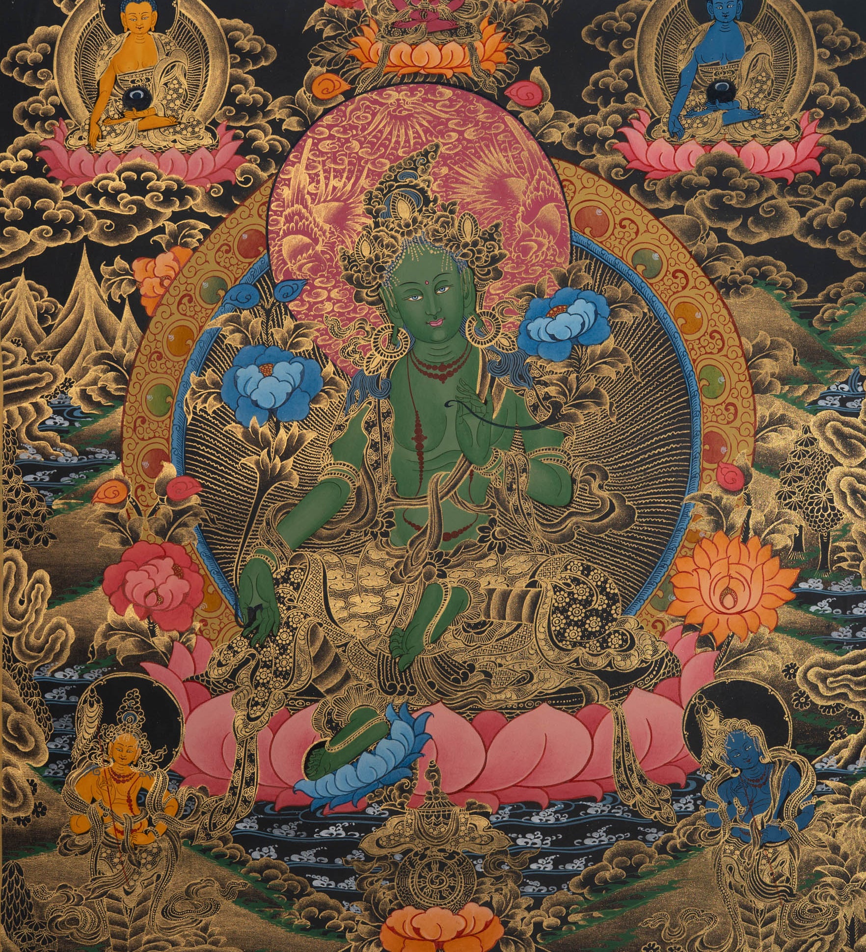 Green Tara Thangka - Handpainted Art