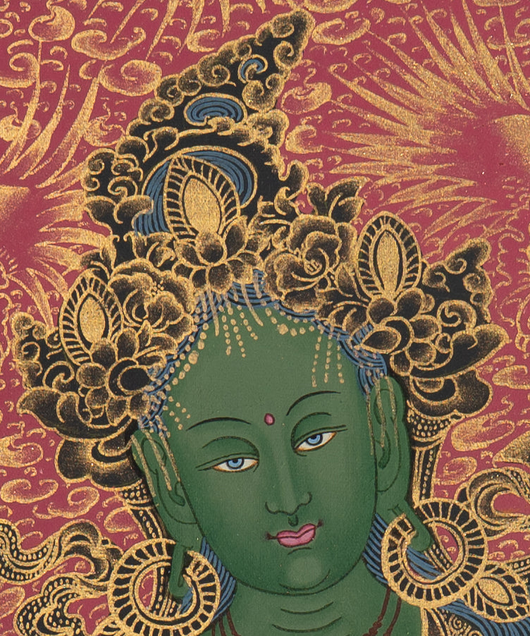 Green Tara Thangka - Handpainted Art
