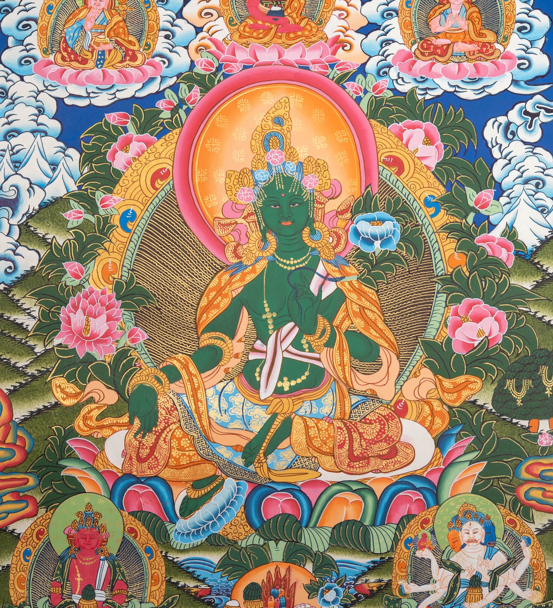 Green Tara Thangka - Tibetan Painting