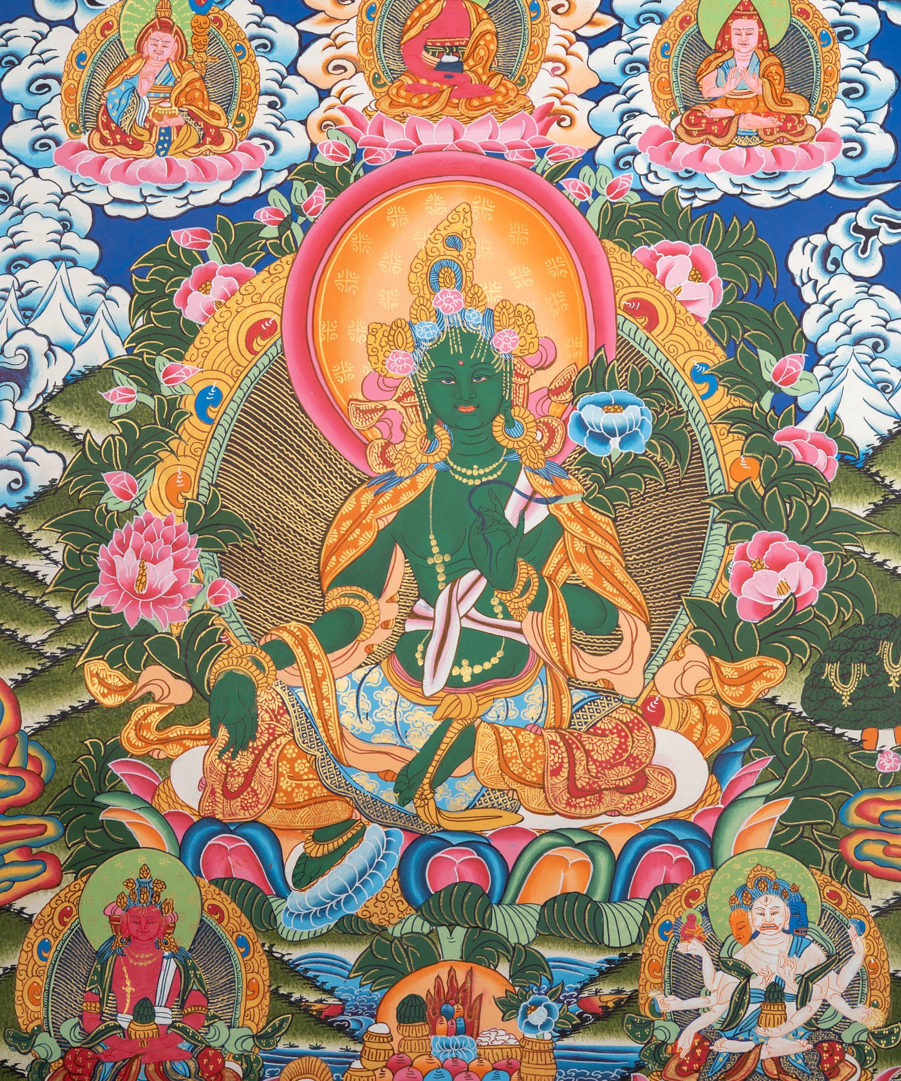 Green Tara Thangka - Tibetan Painting