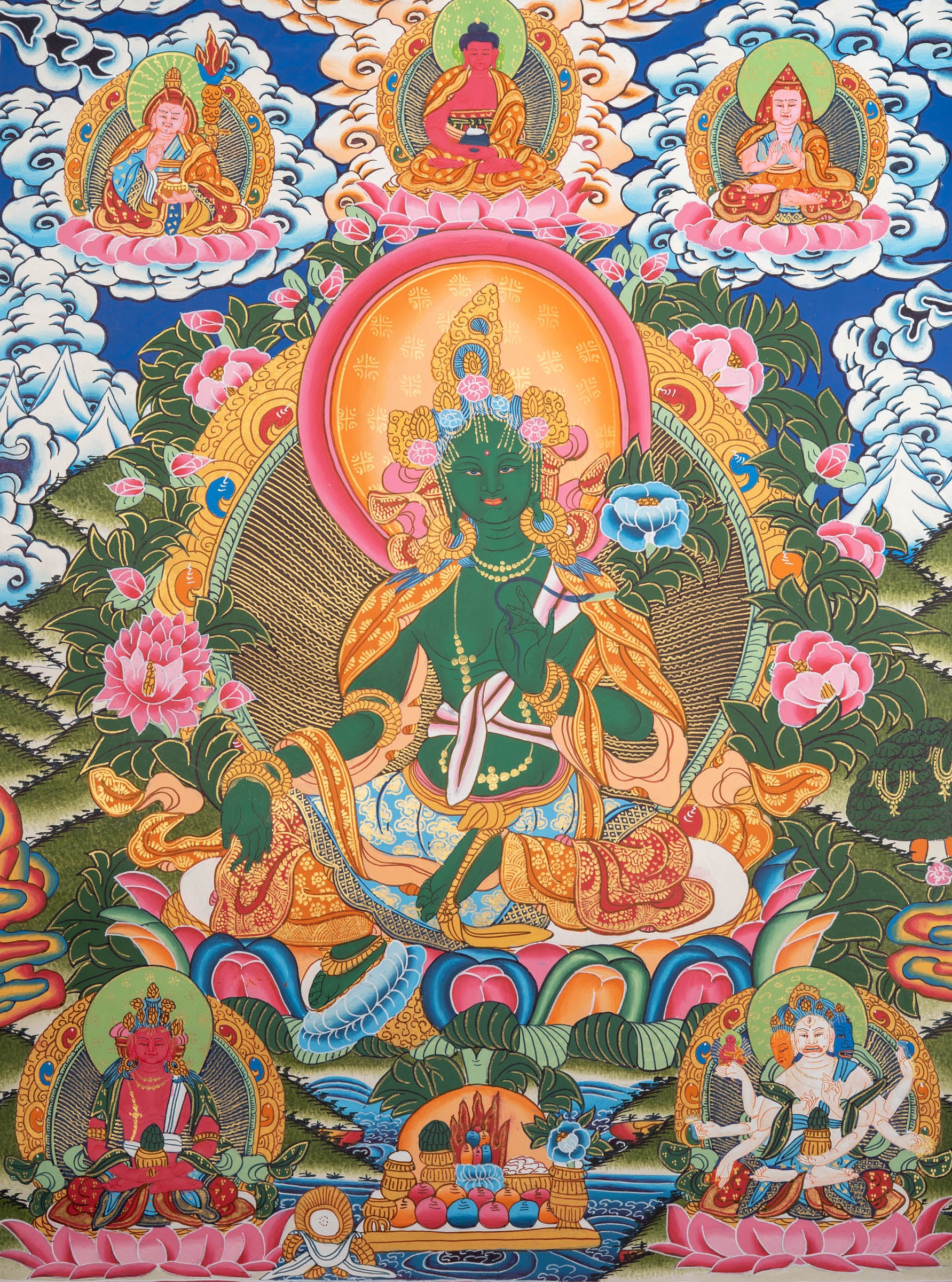 Green Tara Thangka - Tibetan Painting