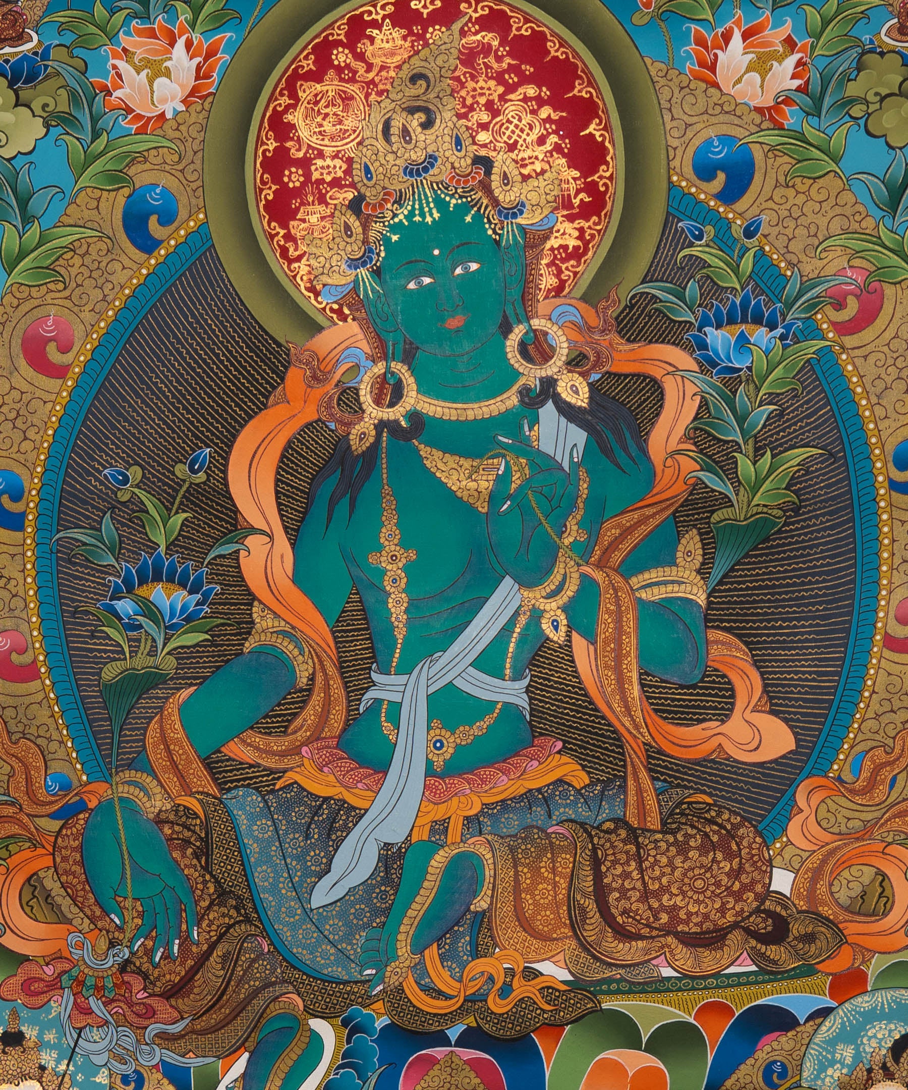 Green Tara Thangka Painting
