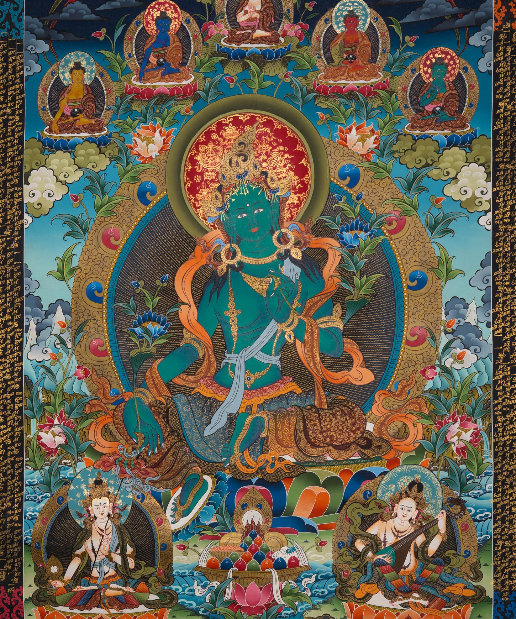 Green Tara Thangka Painting - Sacred Art