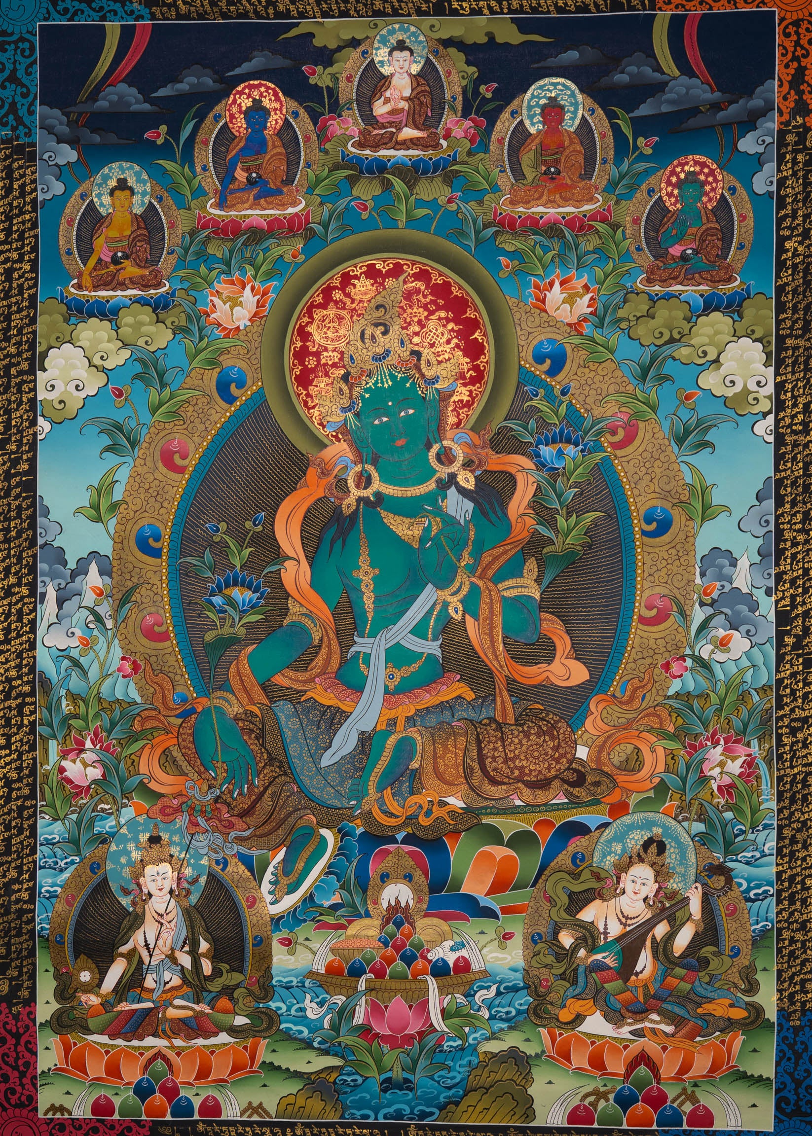 Green Tara Thangka Painting - Sacred Art