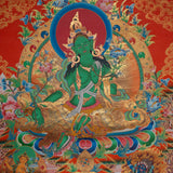 Green Tara Thangka - Sacred Painting 