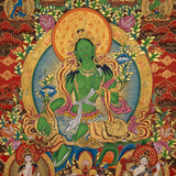 Green Tara – Handpainted Tibetan Thangka