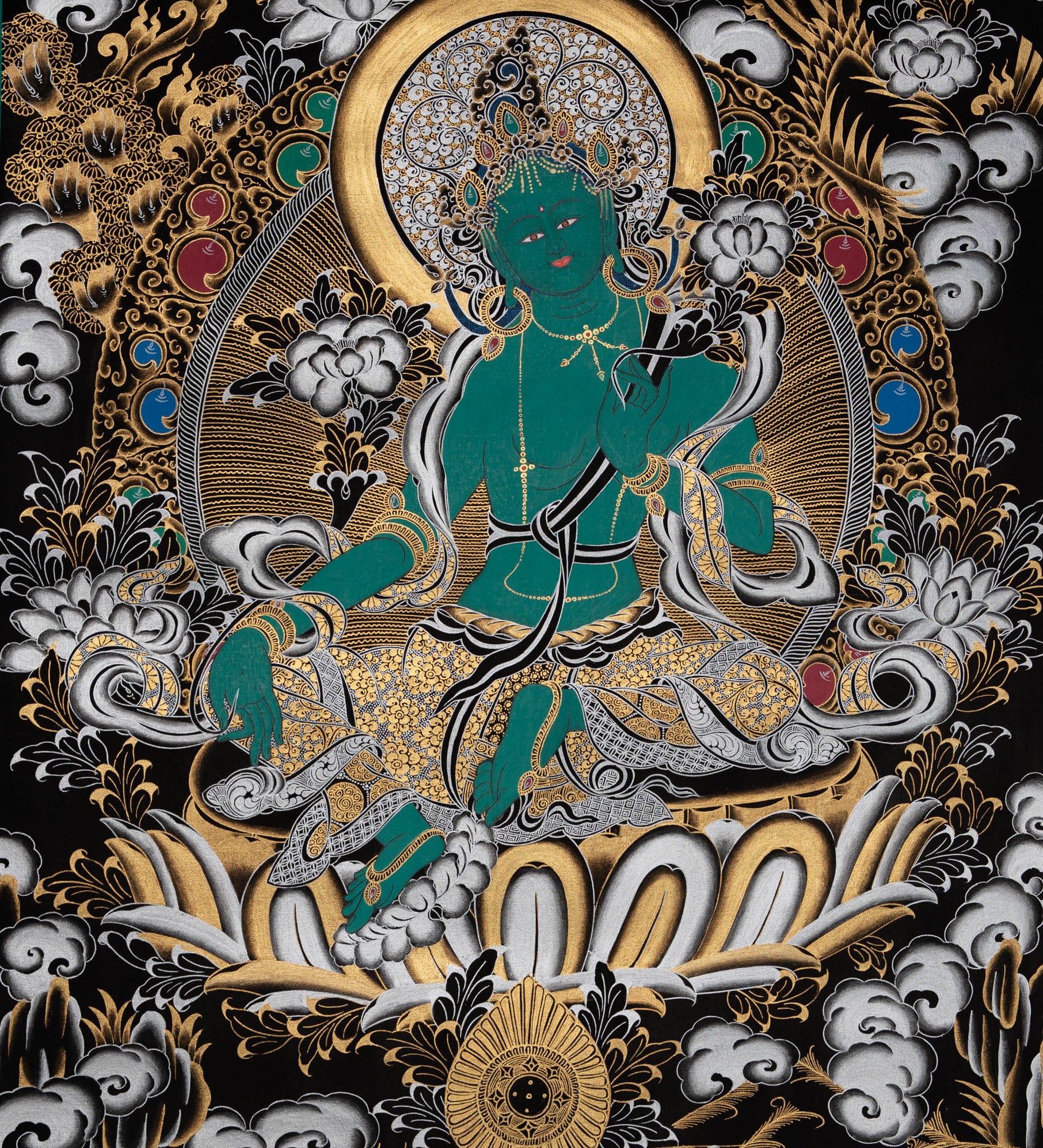 Green Tara Thangka -Sacred Tibetan Art