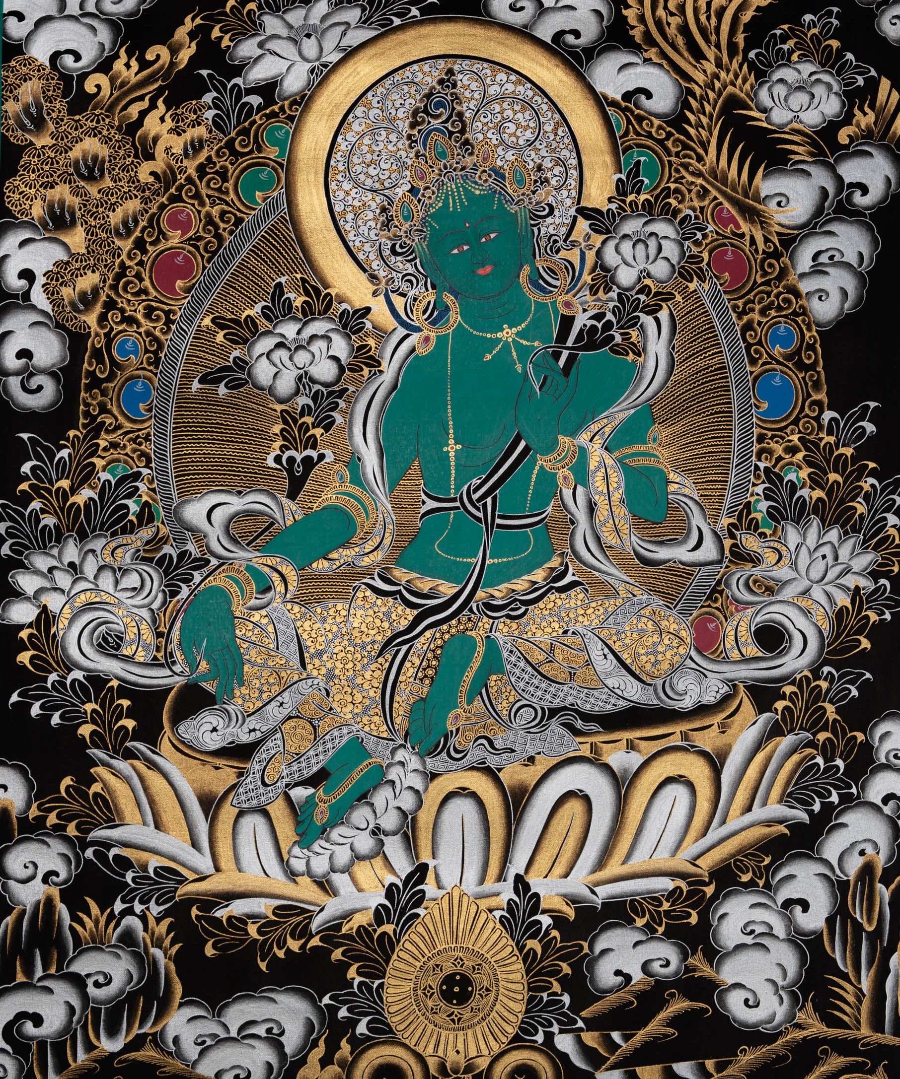 Green Tara Thangka -Sacred Tibetan Art