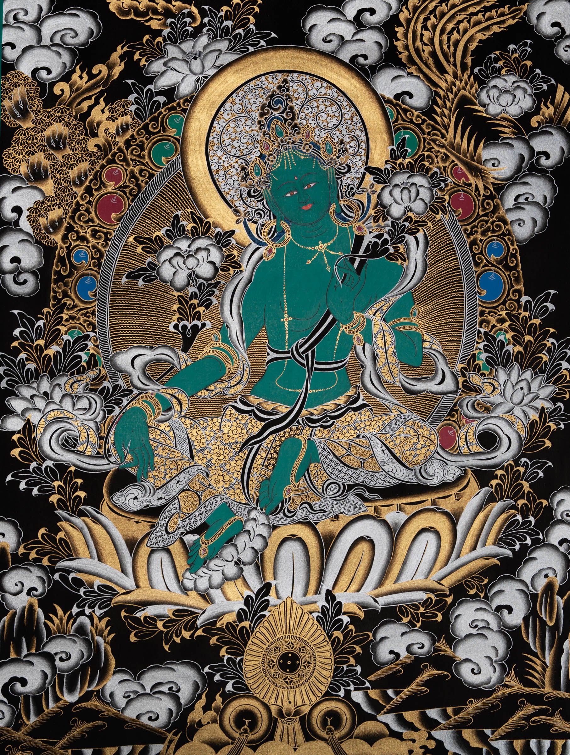 Green Tara Thangka -Sacred Tibetan Art