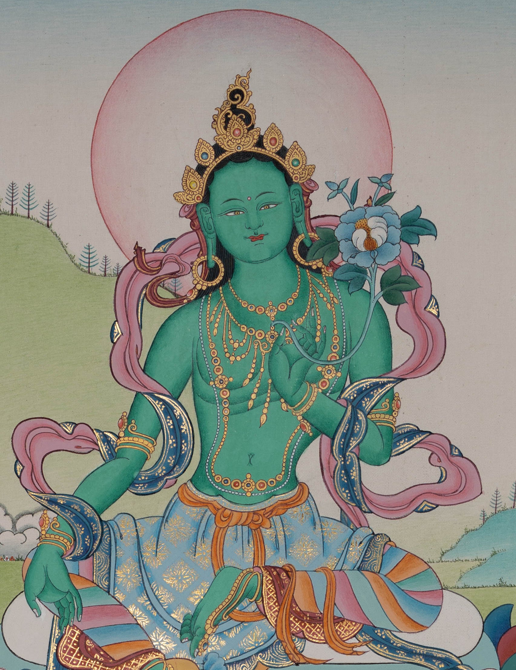 Green Tara Thangka - Handpainted Art