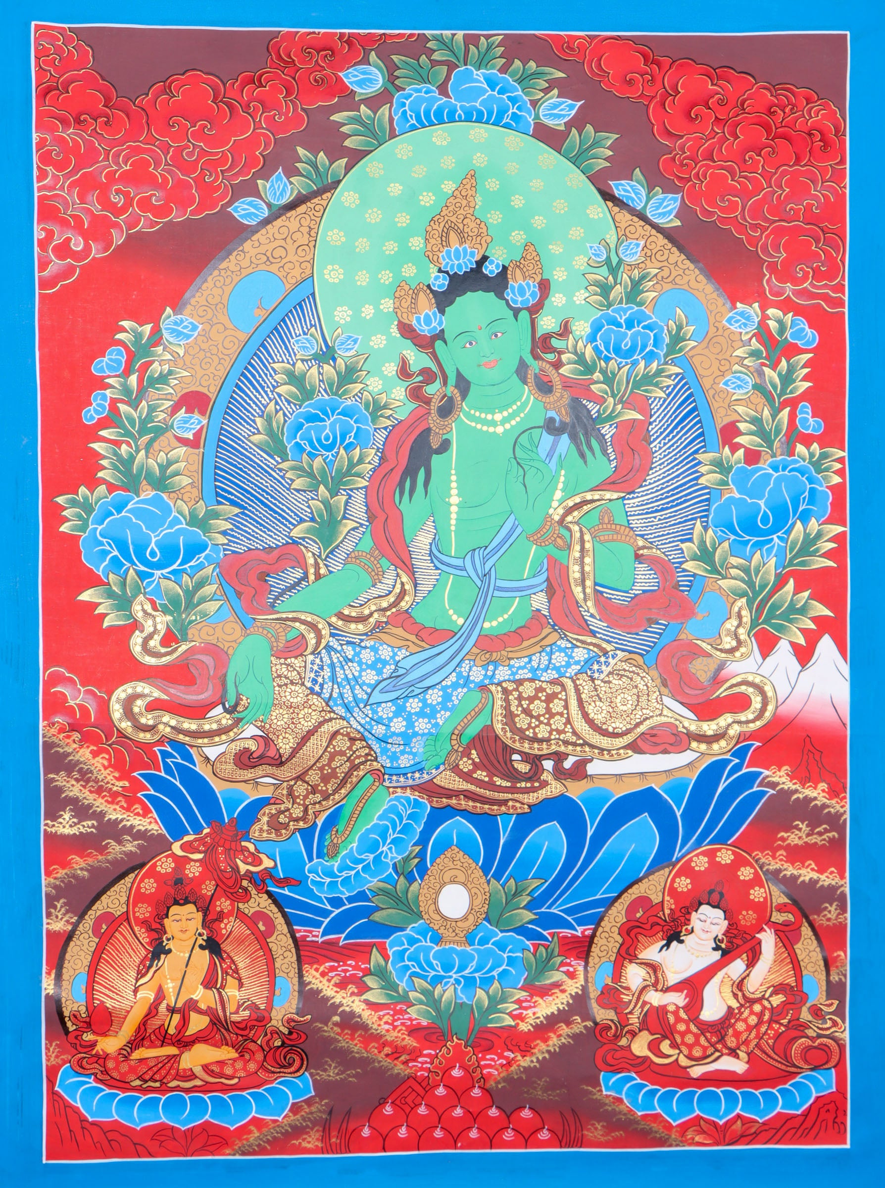  Green Tara thangka is ideal for spiritual meditation and physical and mental transformation. 