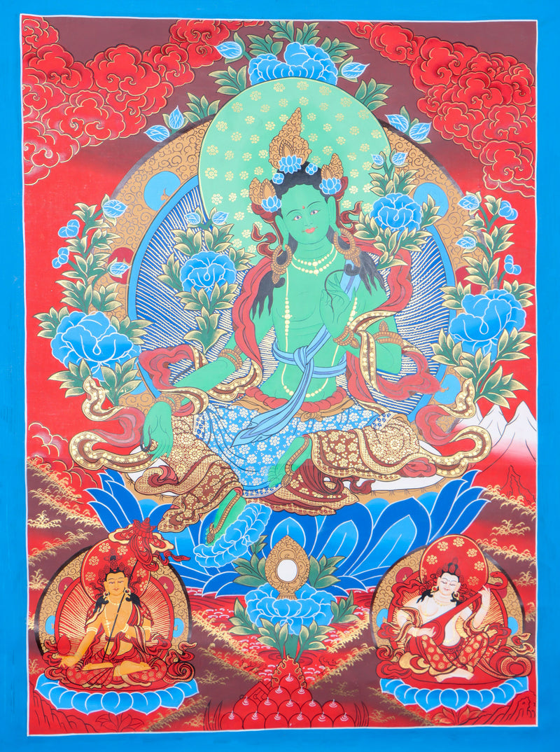  Green Tara thangka is ideal for spiritual meditation and physical and mental transformation. 