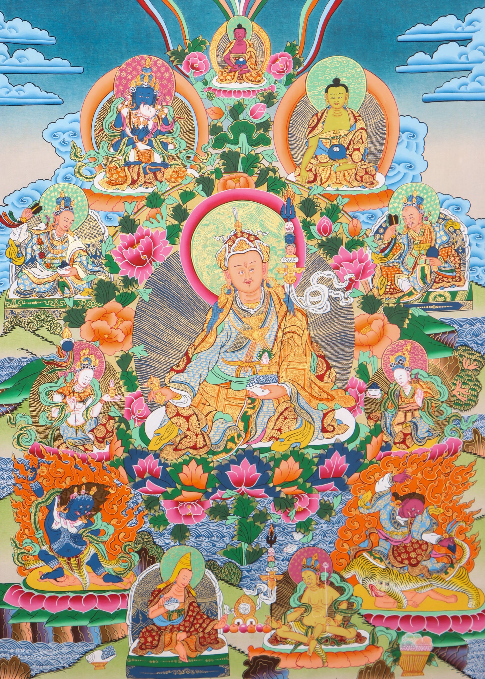 Guru Rinpoche Thangka Nyigma Lineage for tantric Buddhism practice