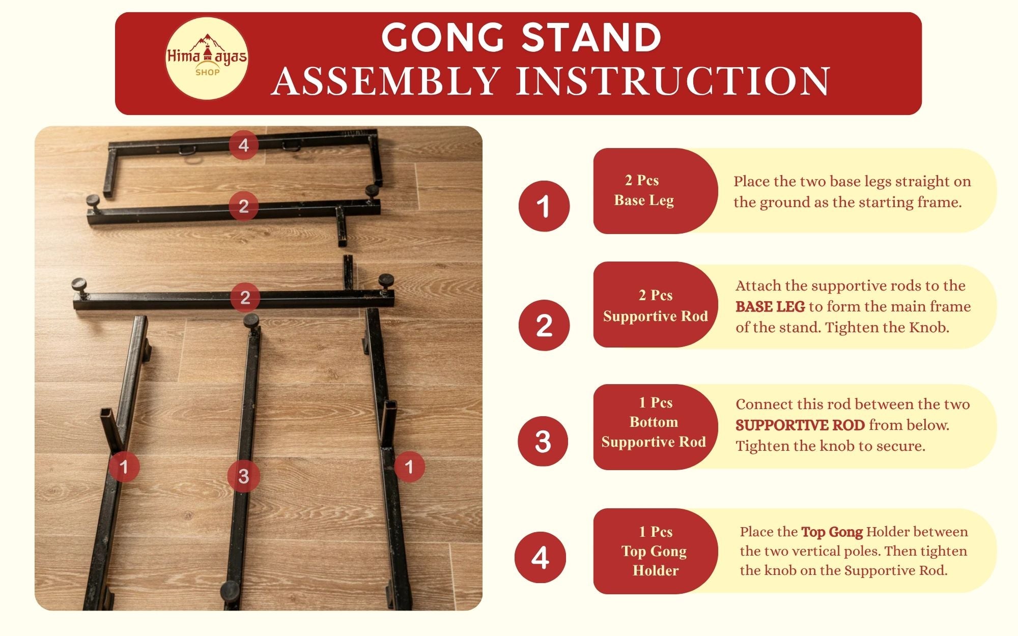Assembly Instruction for Rectangular Gong Stand