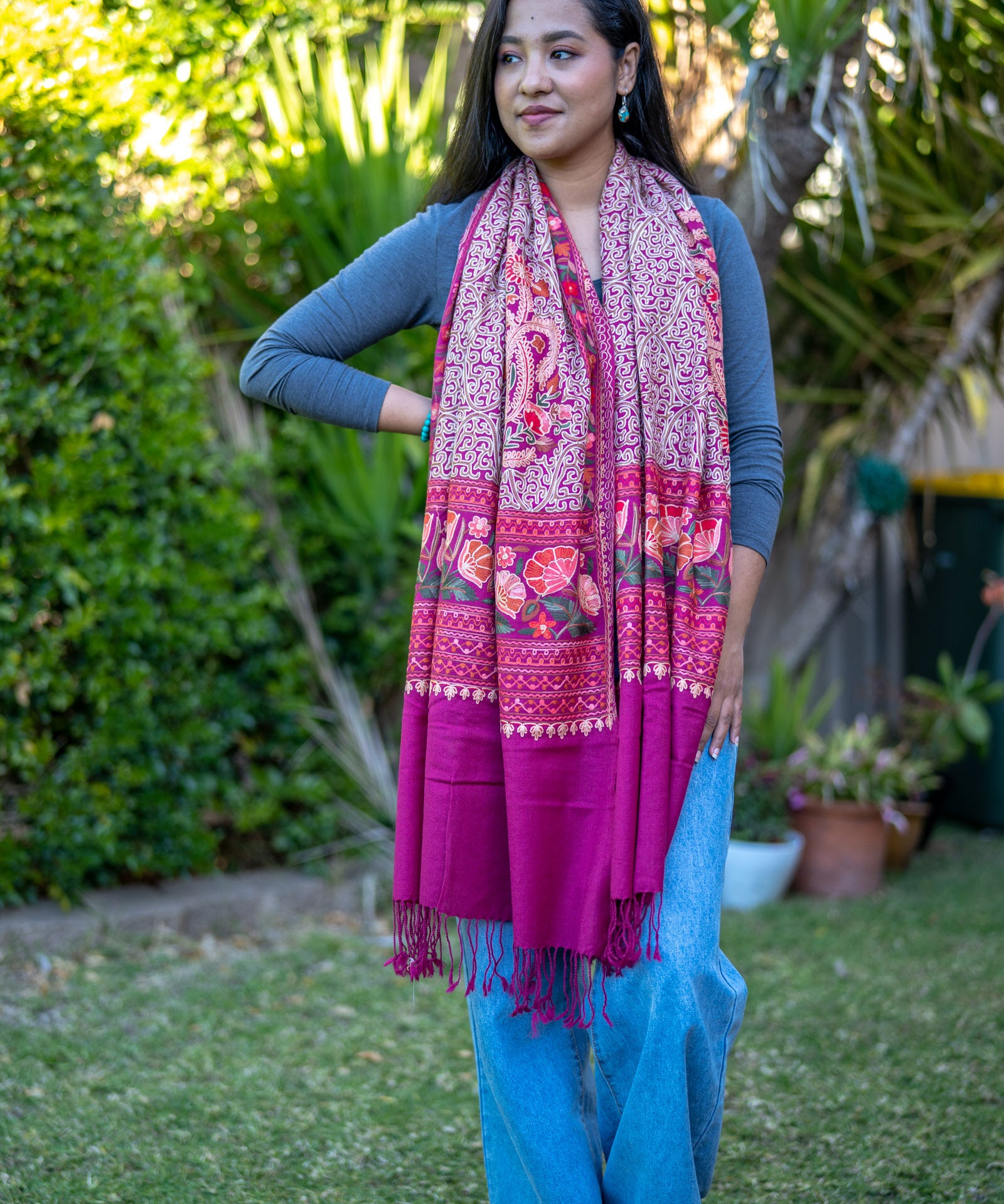 Heavy Embroidery Pashmina Shawl