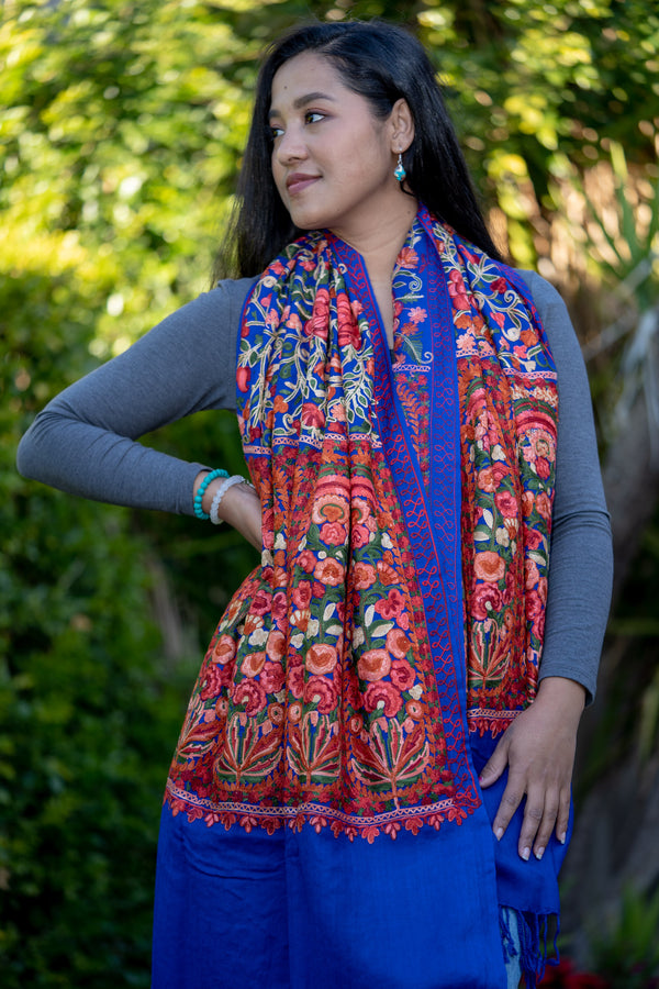 Blue Pashmina Shawl for winter.